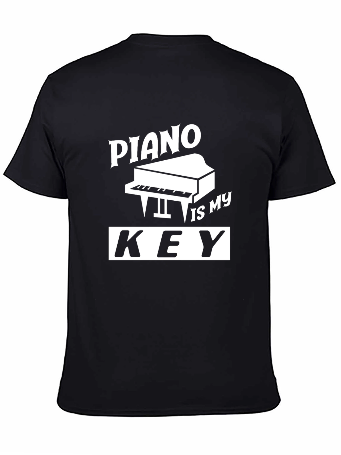 Black Piano is My Key Graphic Tee - Black Cotton T-Shirt view 4