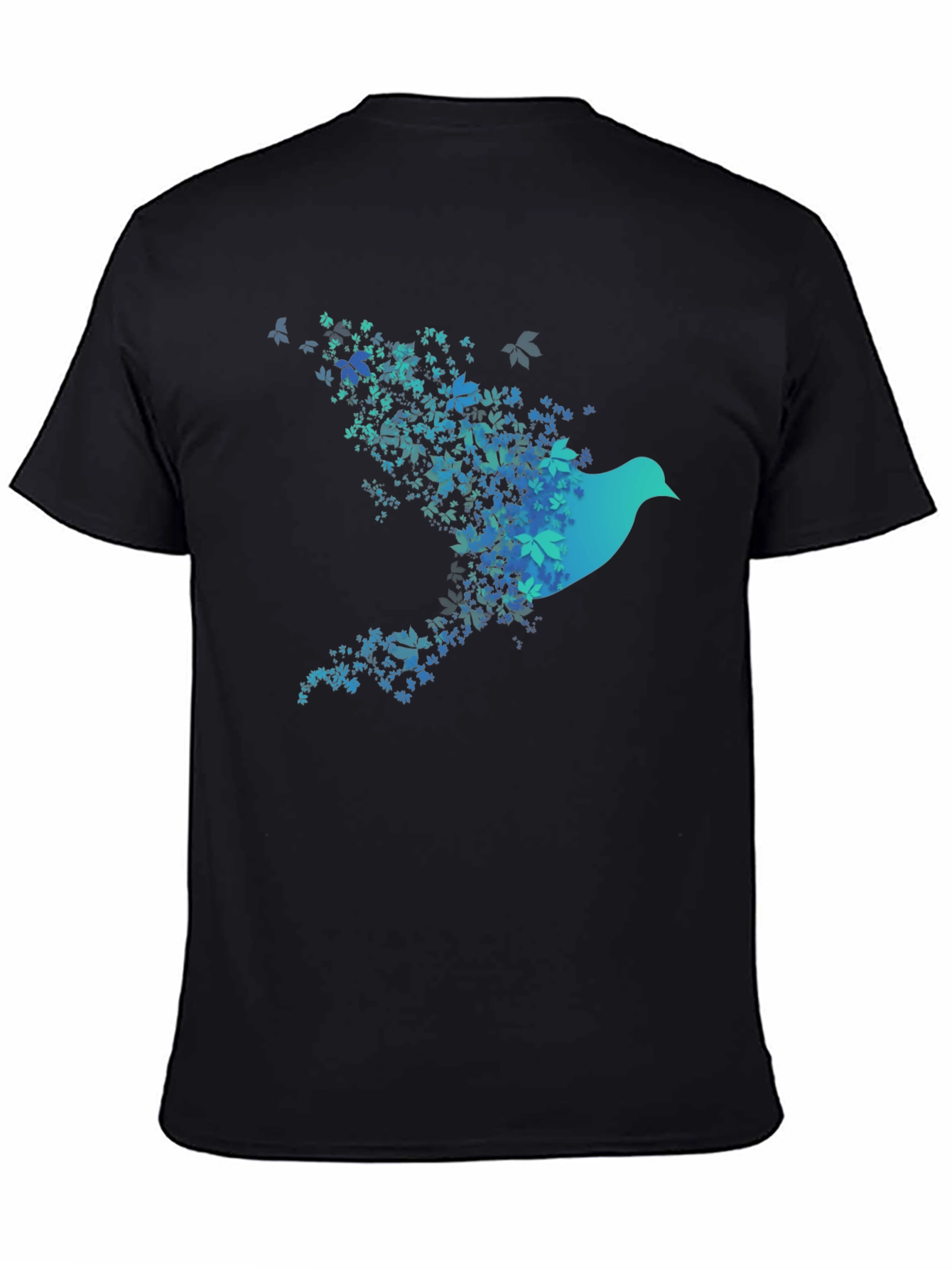 Black Bird of Leaves Graphic T-Shirt view 4