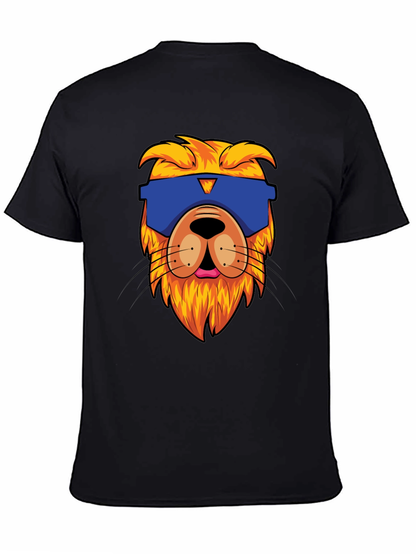 Black Cool Lion Graphic Black T-Shirt view 4