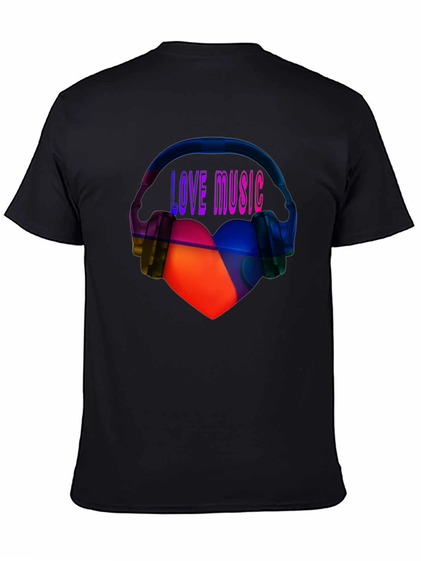Black Love Music Graphic Tee - Heart & Headphones T-Shirt view 4