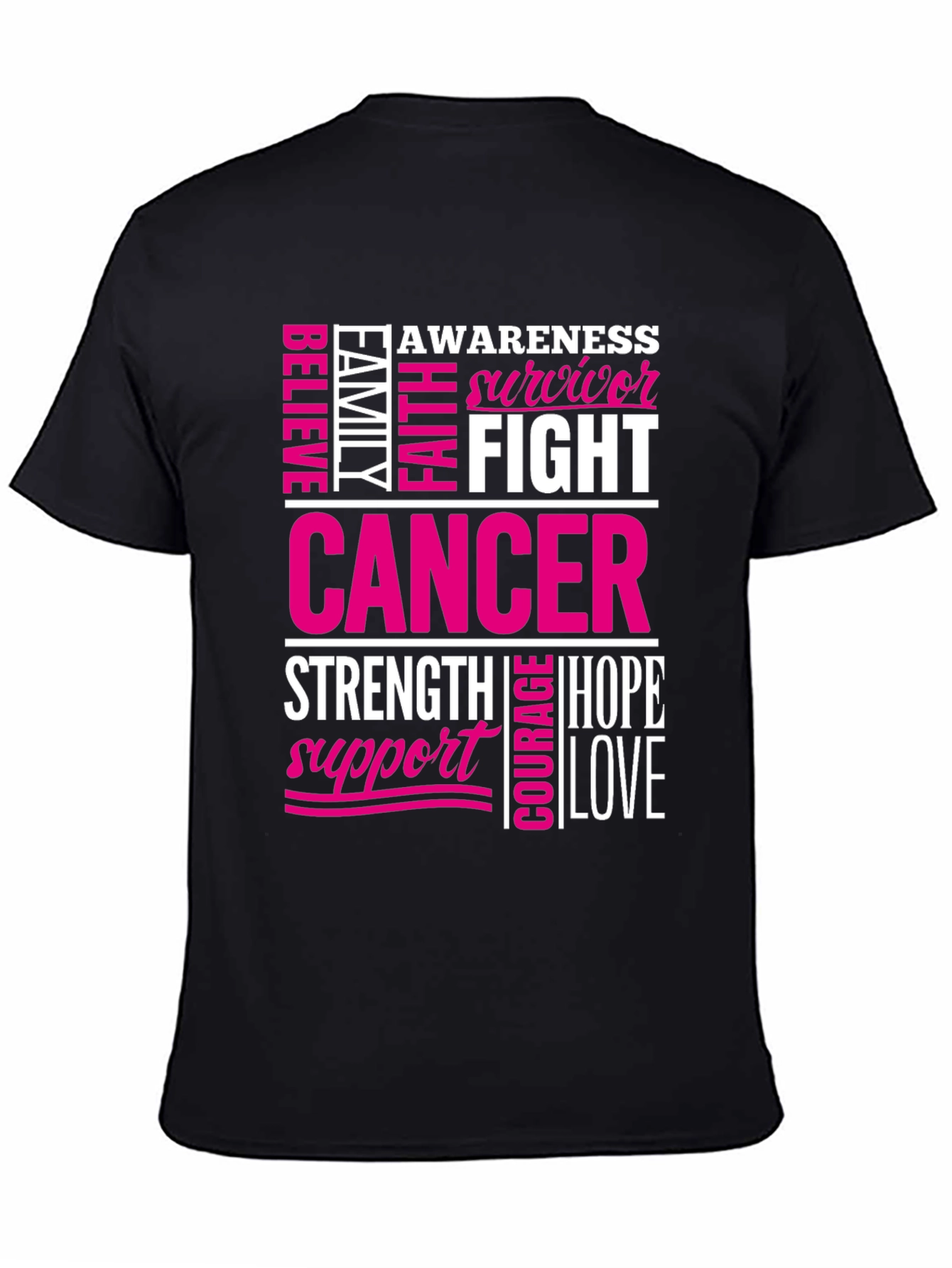 Black Cancer Awareness T-Shirt view 4