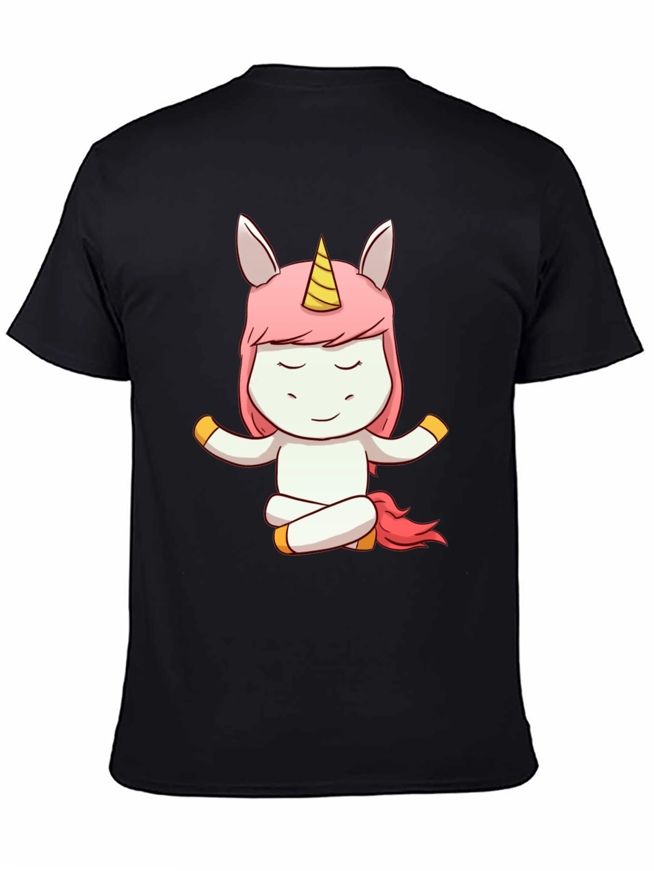 Black Meditating Unicorn Graphic Tee - Men's Black T-Shirt view 4