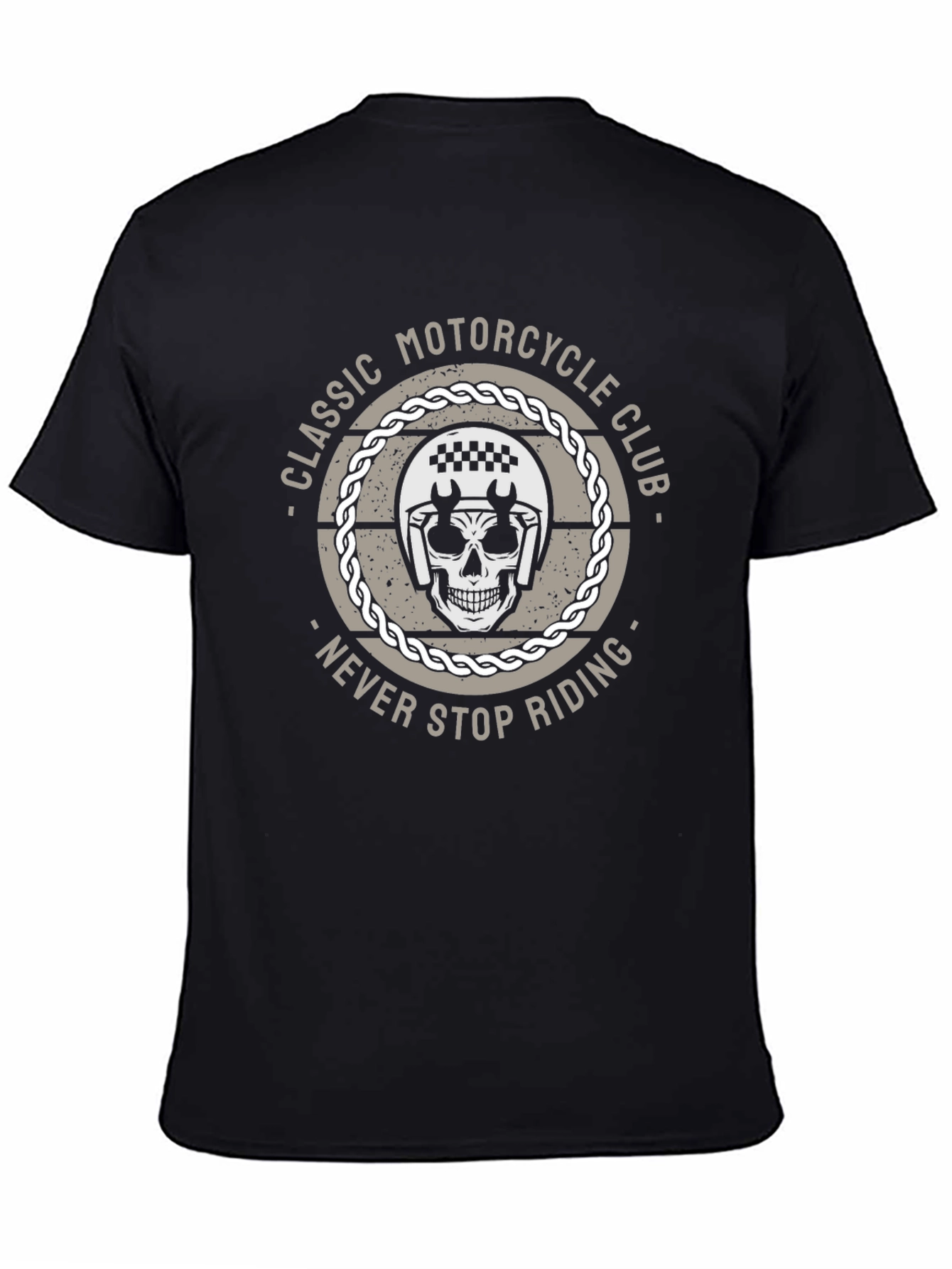 Black Classic Motorcycle Club Skull Graphic T-Shirt view 4