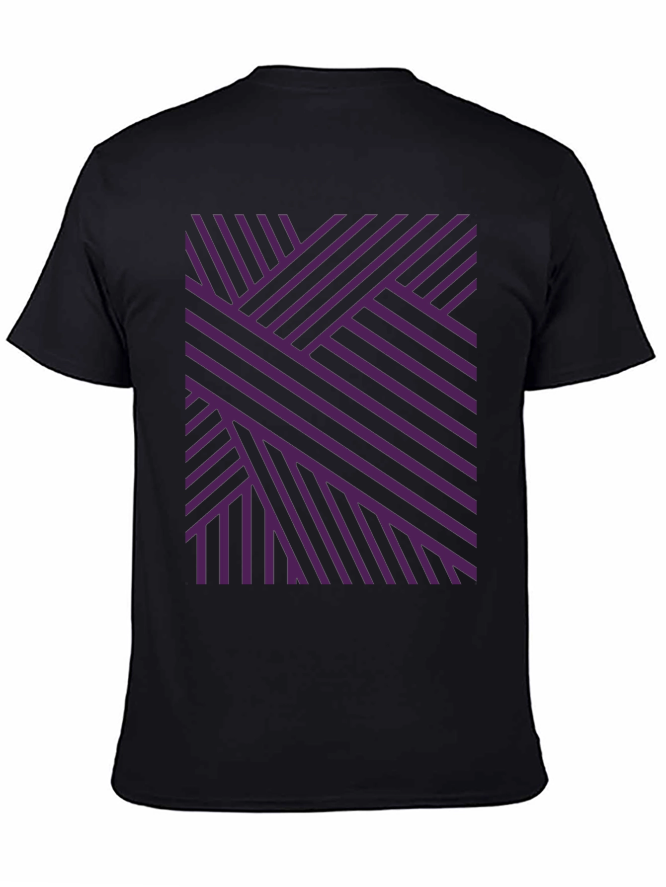 Black Abstract Geometric Stripe Pattern T-Shirt view 4