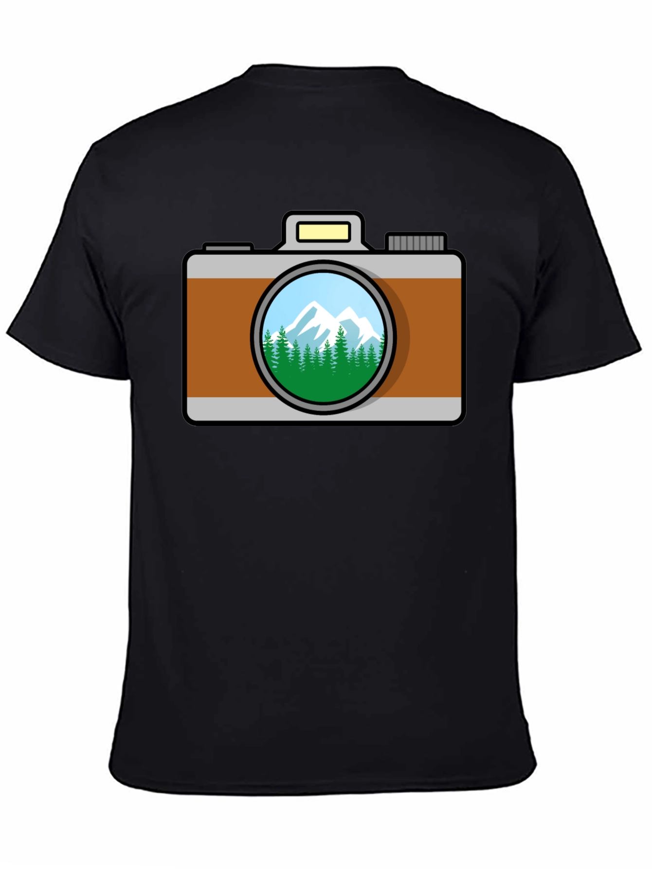 Black Camera Nature Scene T-Shirt - Black view 4