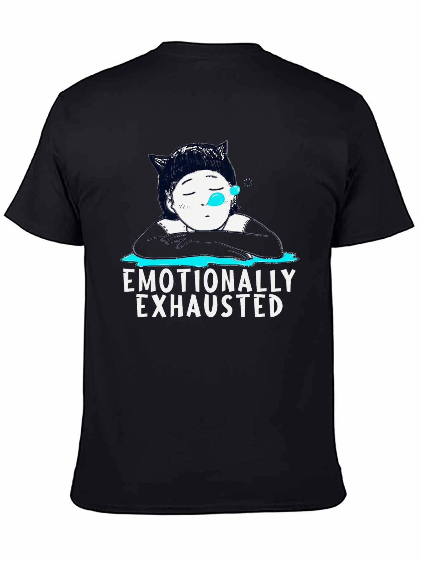 Black Emotionally Exhausted Graphic T-Shirt view 4