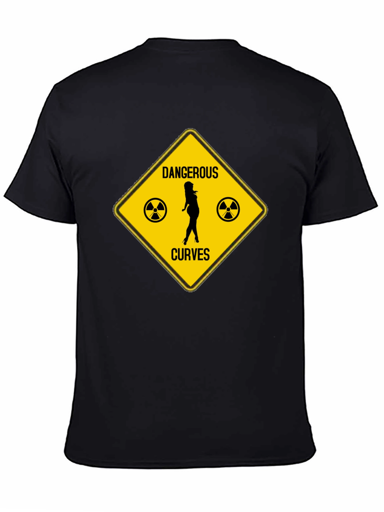 Black Dangerous Curves Graphic T-Shirt - Humor Novelty Tee view 4
