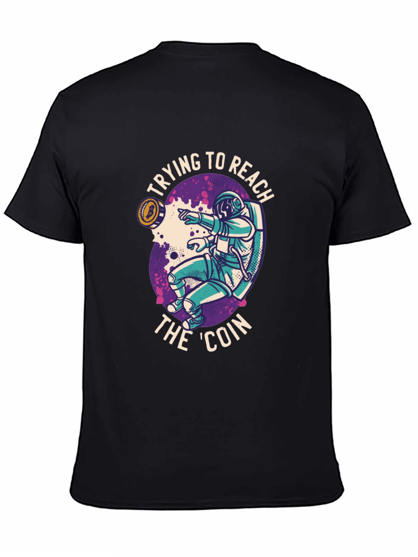 Black Reach the Coin T-Shirt - Crypto Astronaut view 4