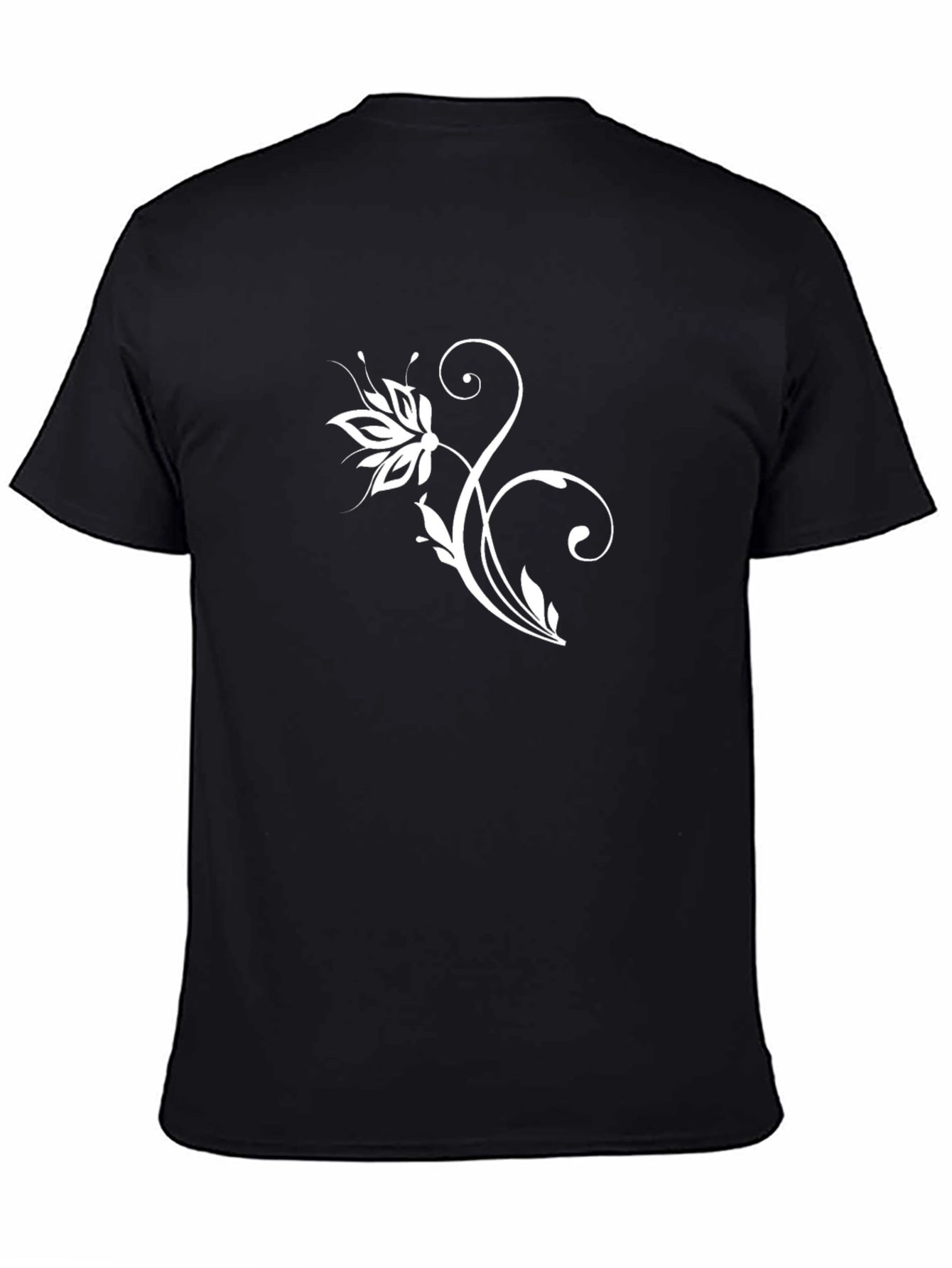 Black Elegant Floral Graphic Print Black T-Shirt view 4