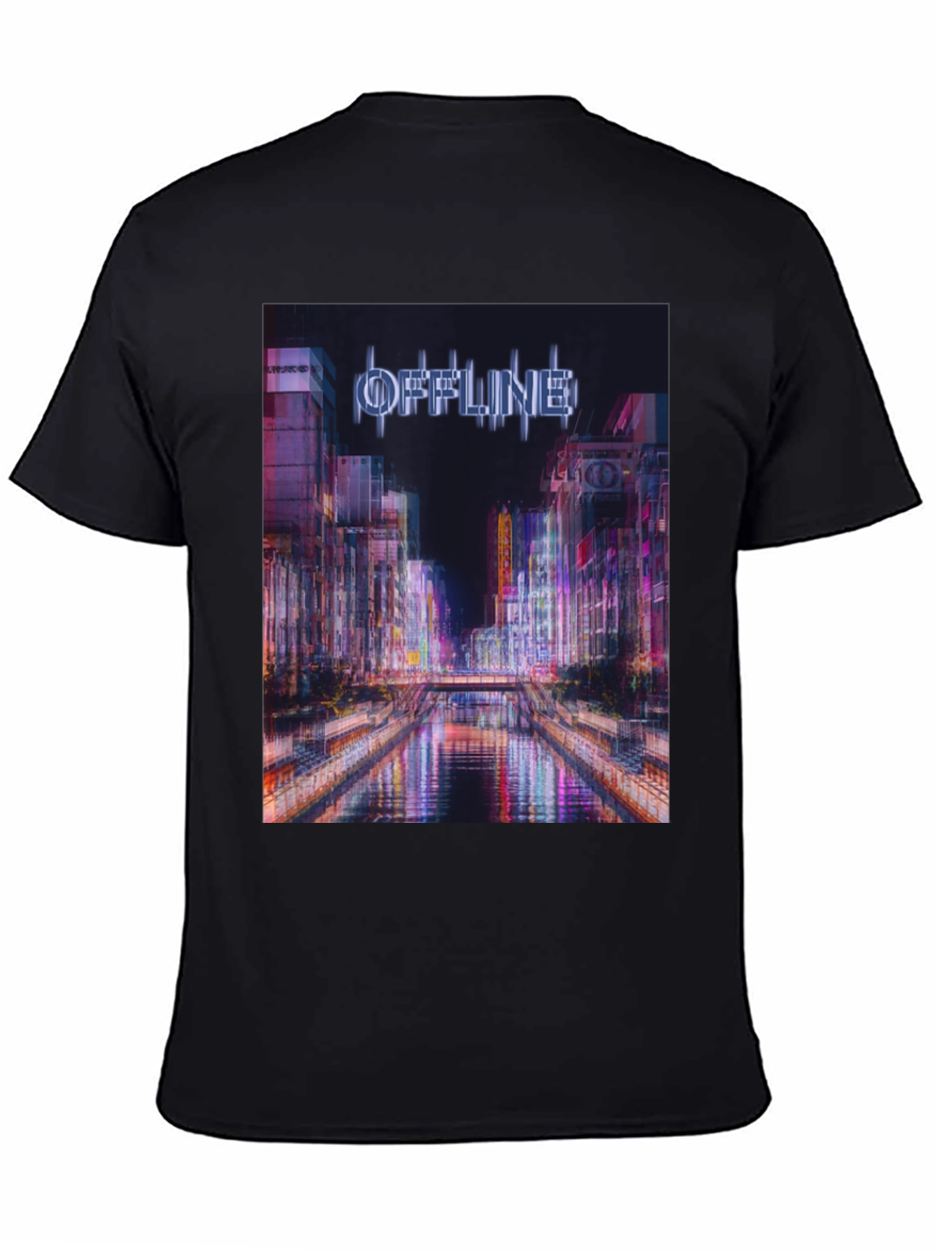 Black Offline Cityscape Graphic T-Shirt view 4