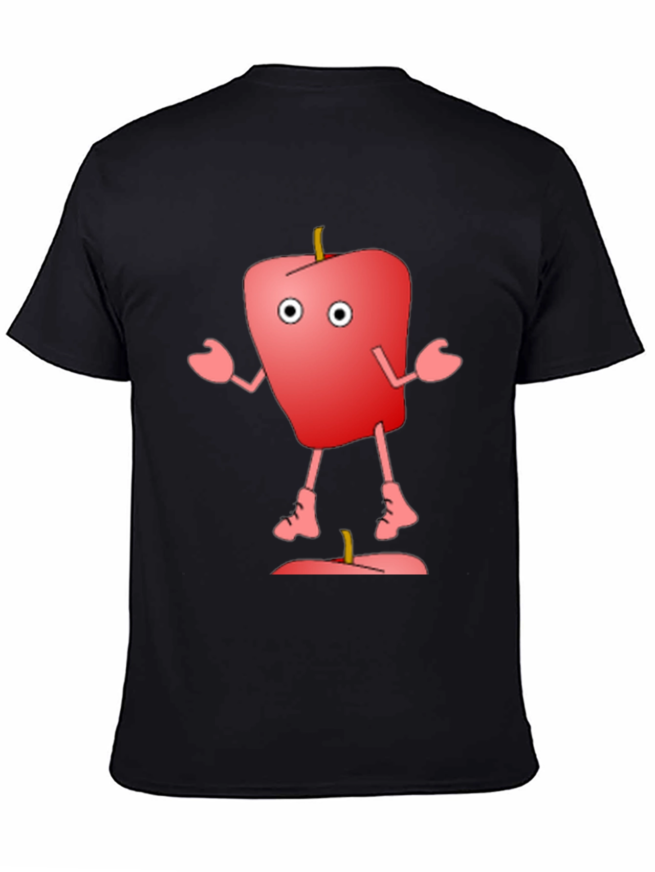 Black Cartoon Apple Graphic T-Shirt - Funny Fruit Tee view 4