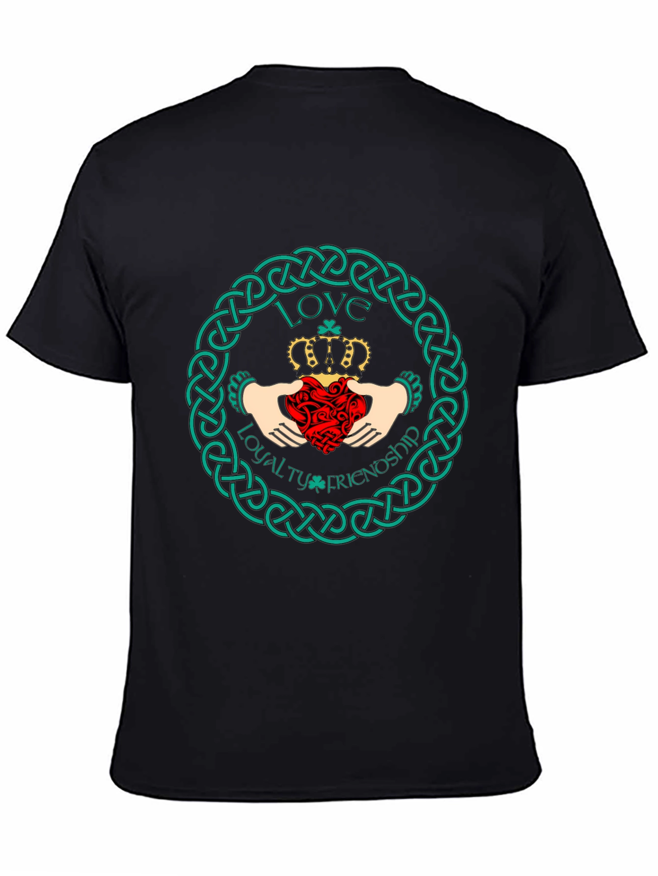 Black Claddagh Symbol T-Shirt - Irish Love Loyalty Friendship Design view 4