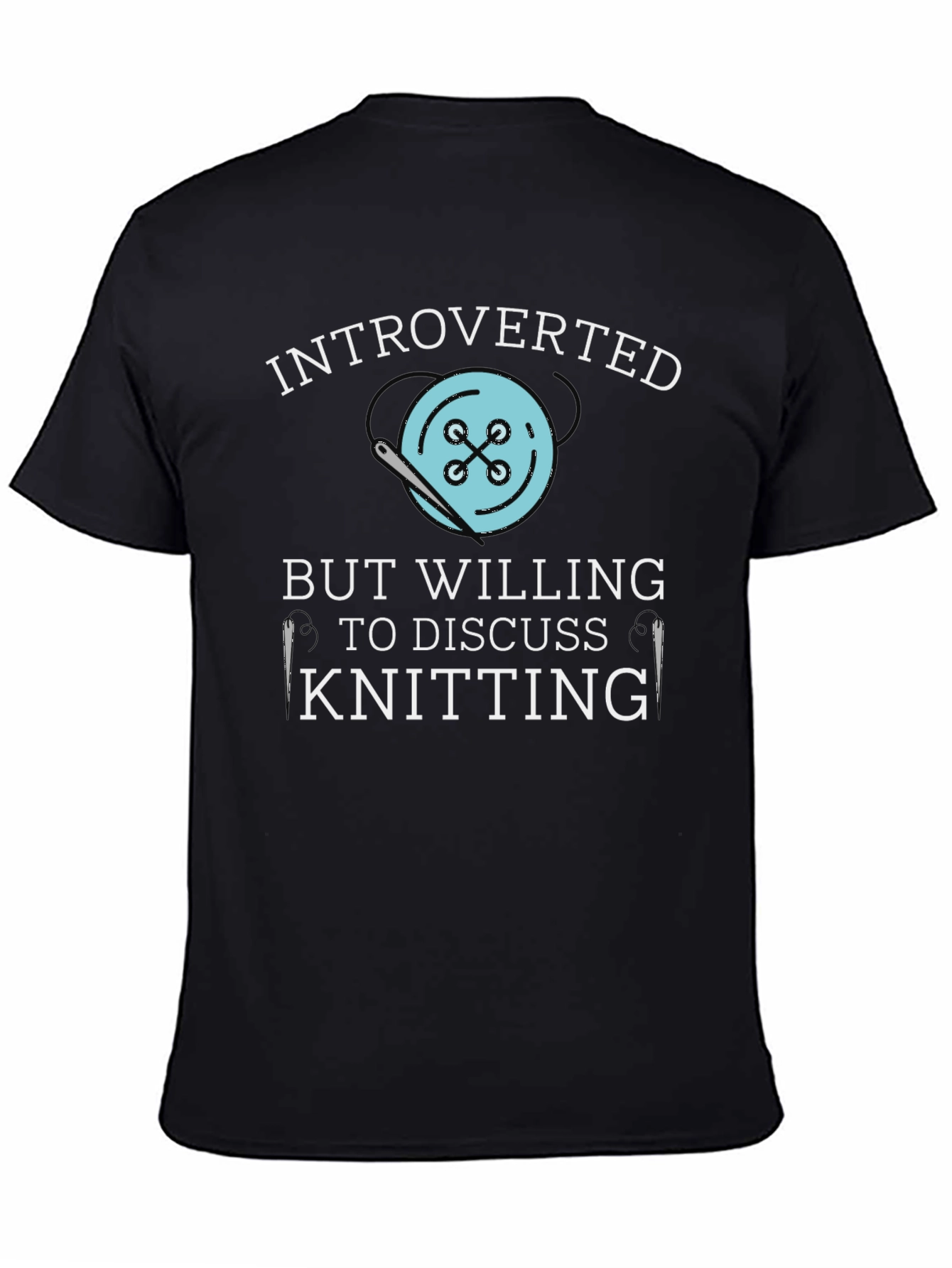 Black Introverted Knitting Lover's T-Shirt view 4