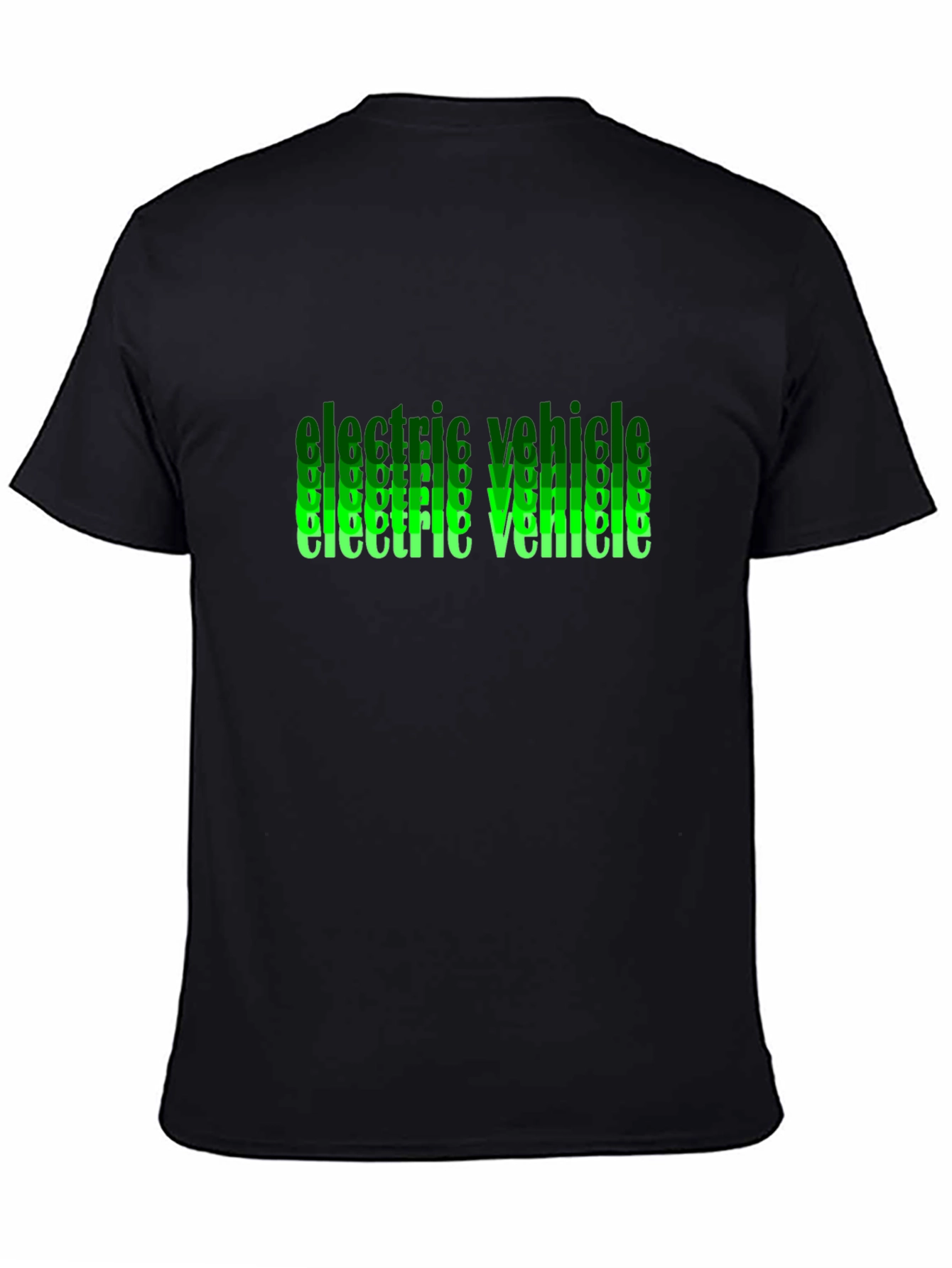 Black Electric Vehicle Green Text Black T-Shirt view 4