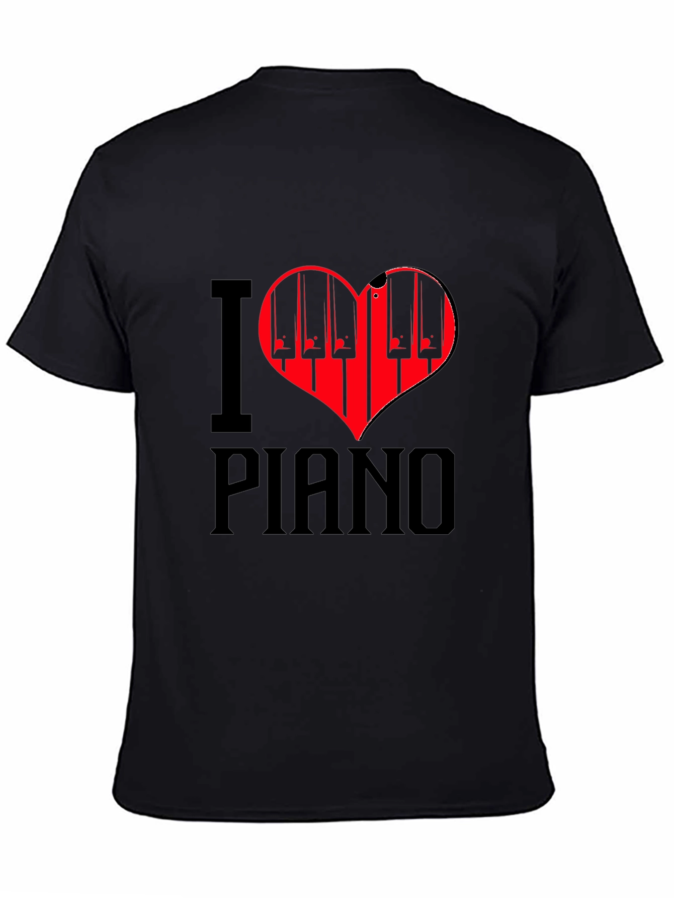 Black I Love Piano T-Shirt Black view 4