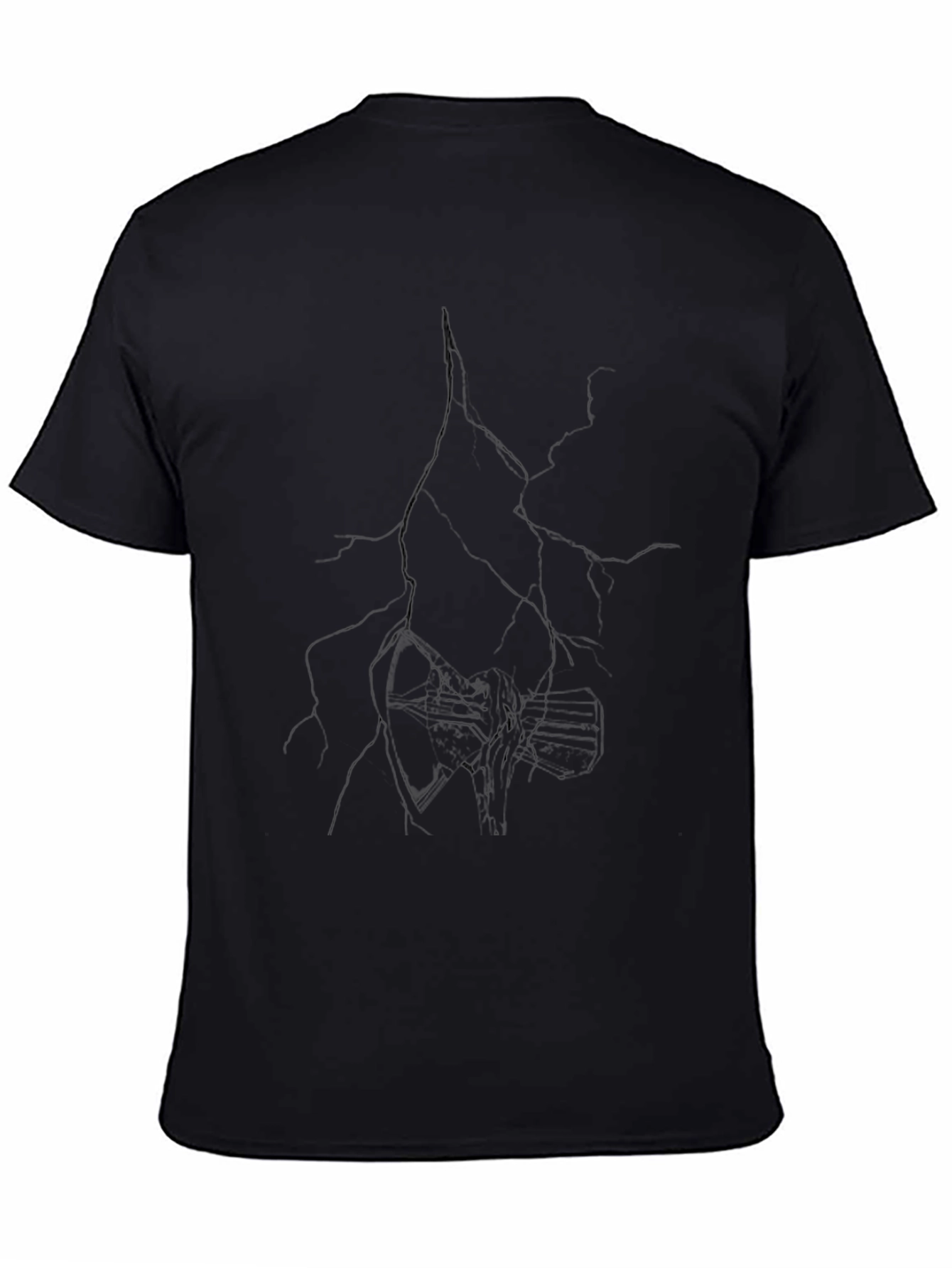 Black Cracked Graphic Print Black T-Shirt view 4