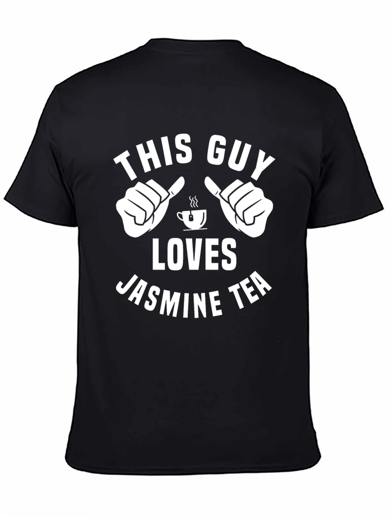 Black This Guy Loves Jasmine Tea T-Shirt view 4