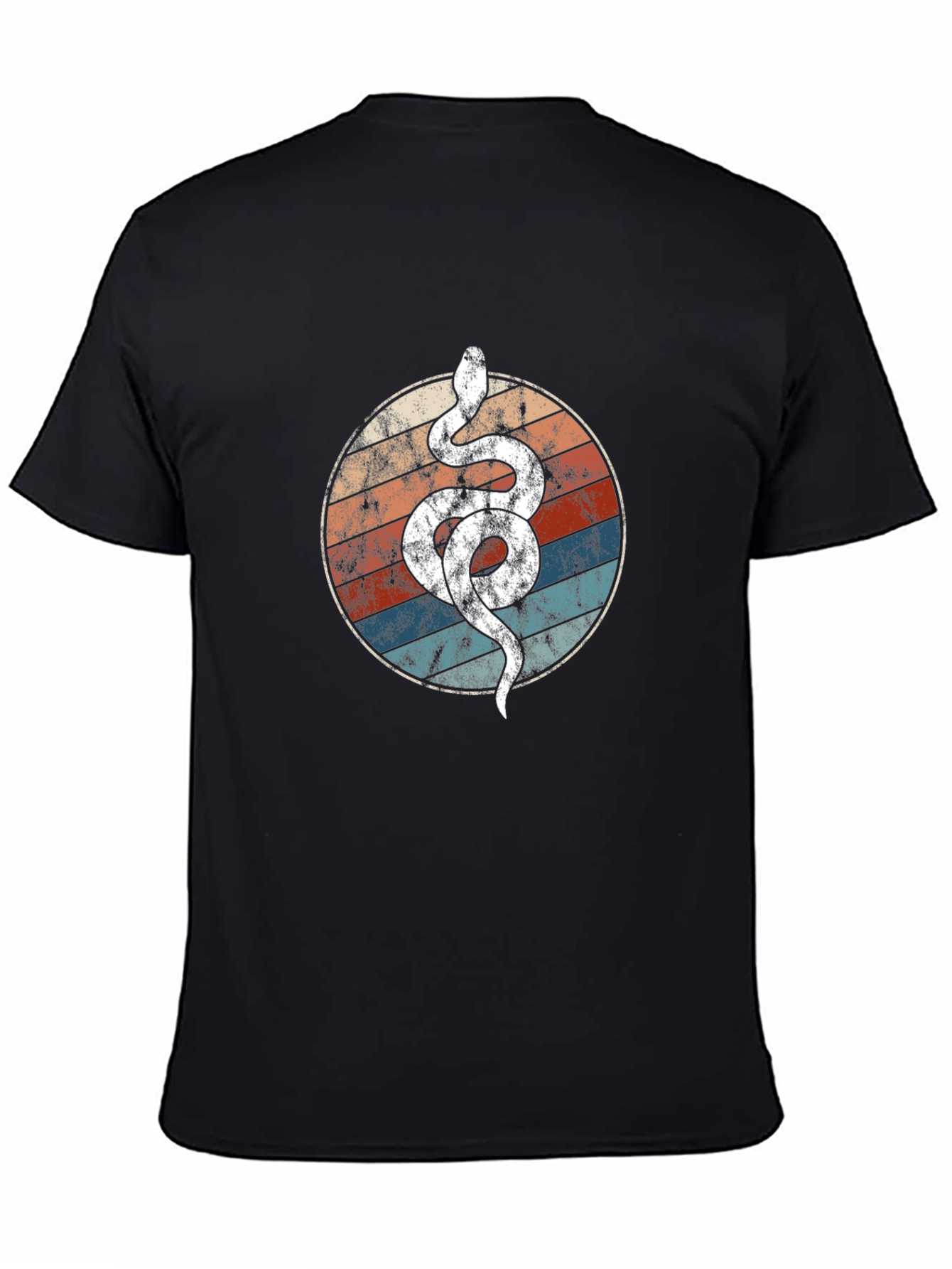 Black Retro Snake Circle Graphic Tee - Cool & Unique view 4