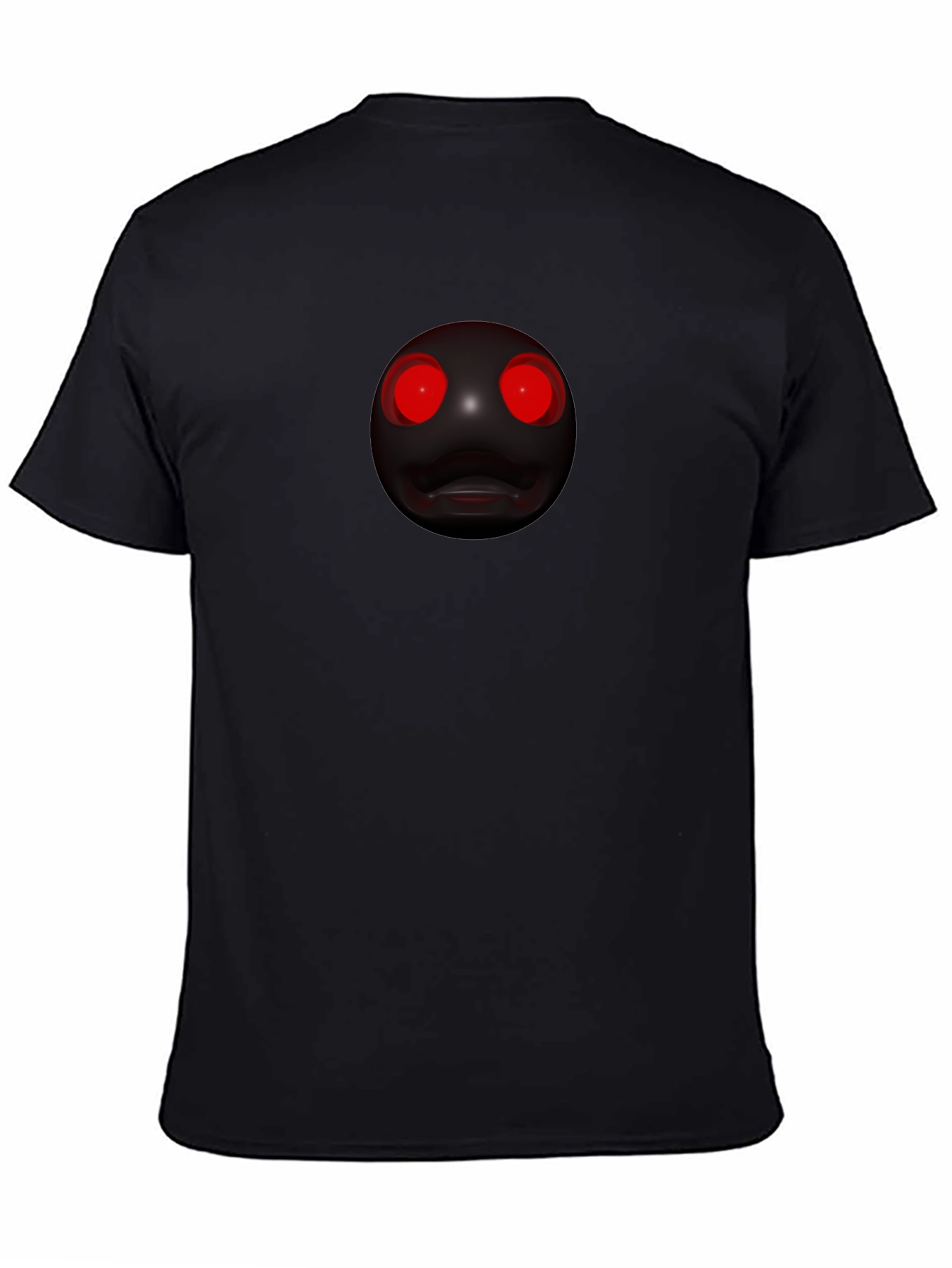 Black Men's Black T-Shirt with Creepy Red-Eyed Orb Design view 4