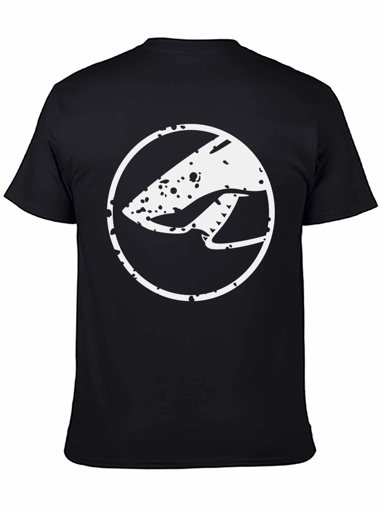 Black Abstract Graphic Tee - Modern Black Cotton T-Shirt view 4