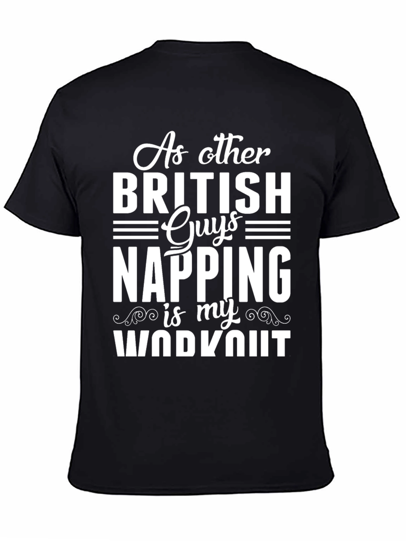 Black Funny British Napping Workout T-Shirt view 4