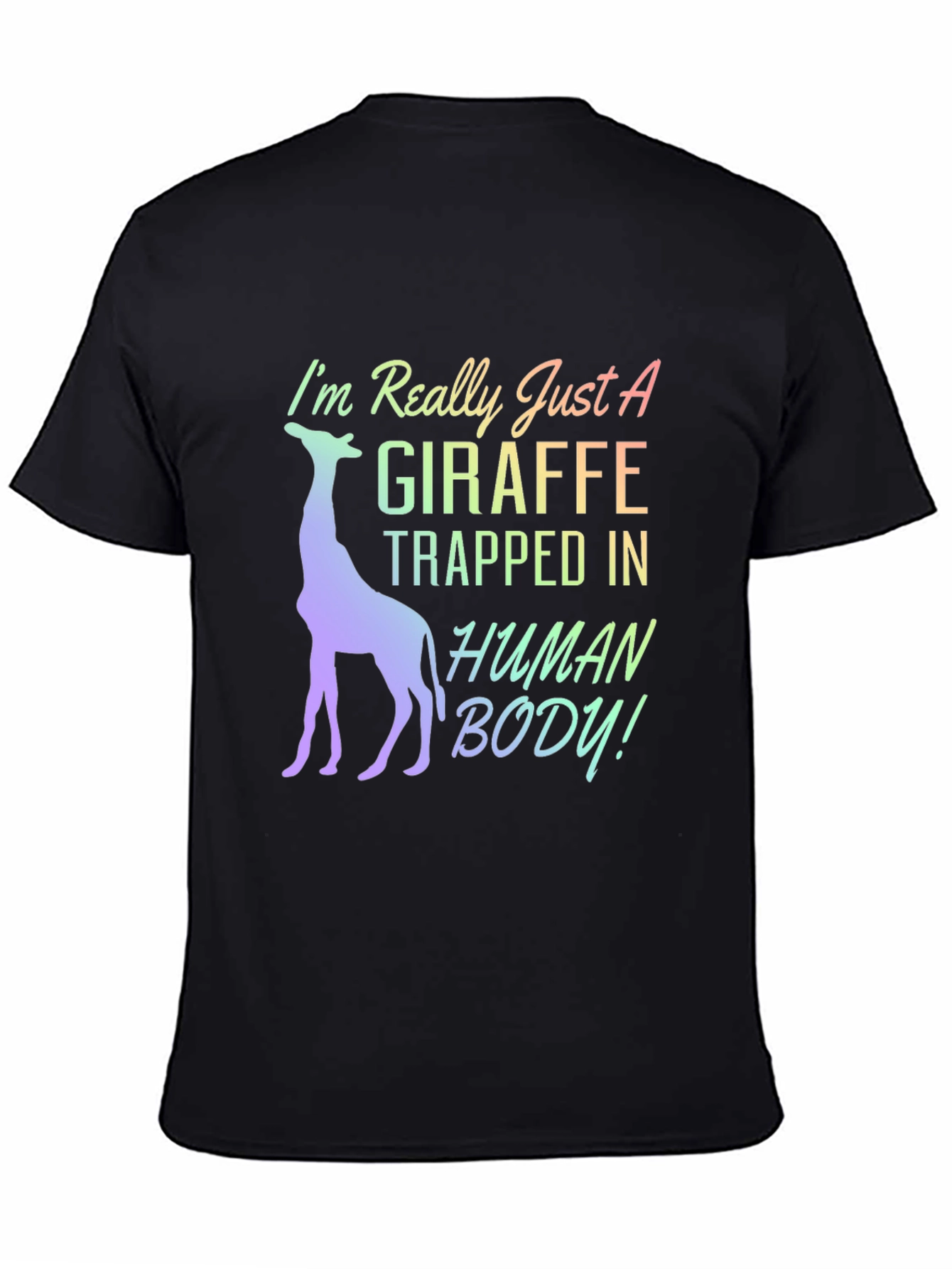Black Giraffe Trapped In Human Body T-Shirt view 4