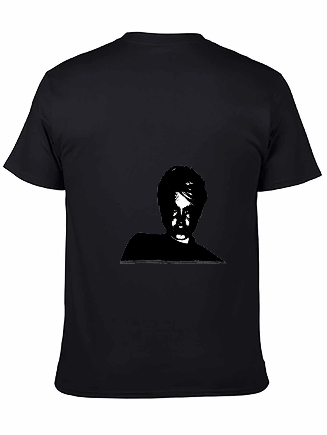 Black Monochrome Portrait Graphic Tee - Soft Cotton Blend view 4