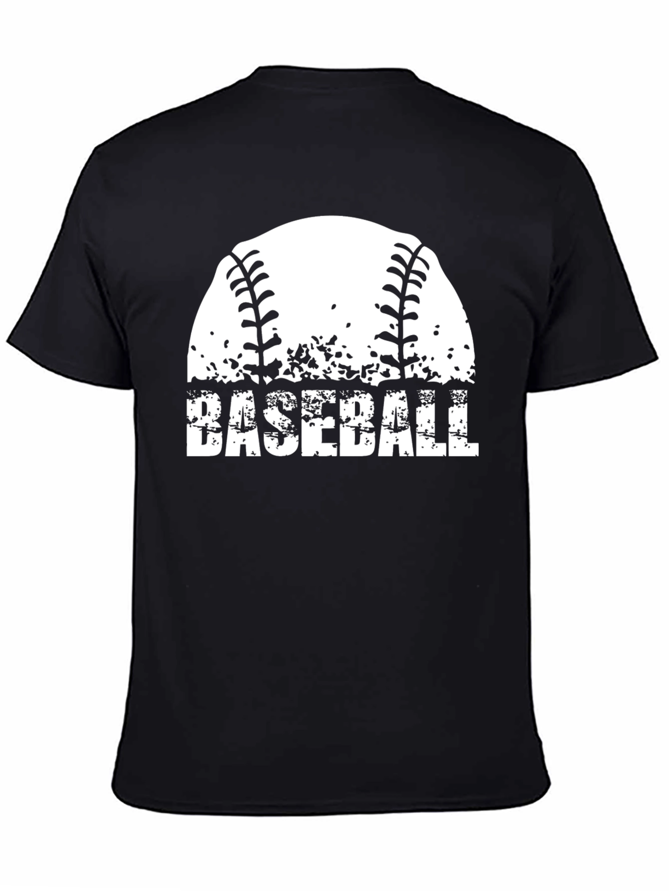 Black Baseball Graphic T-Shirt - Distressed Design view 4