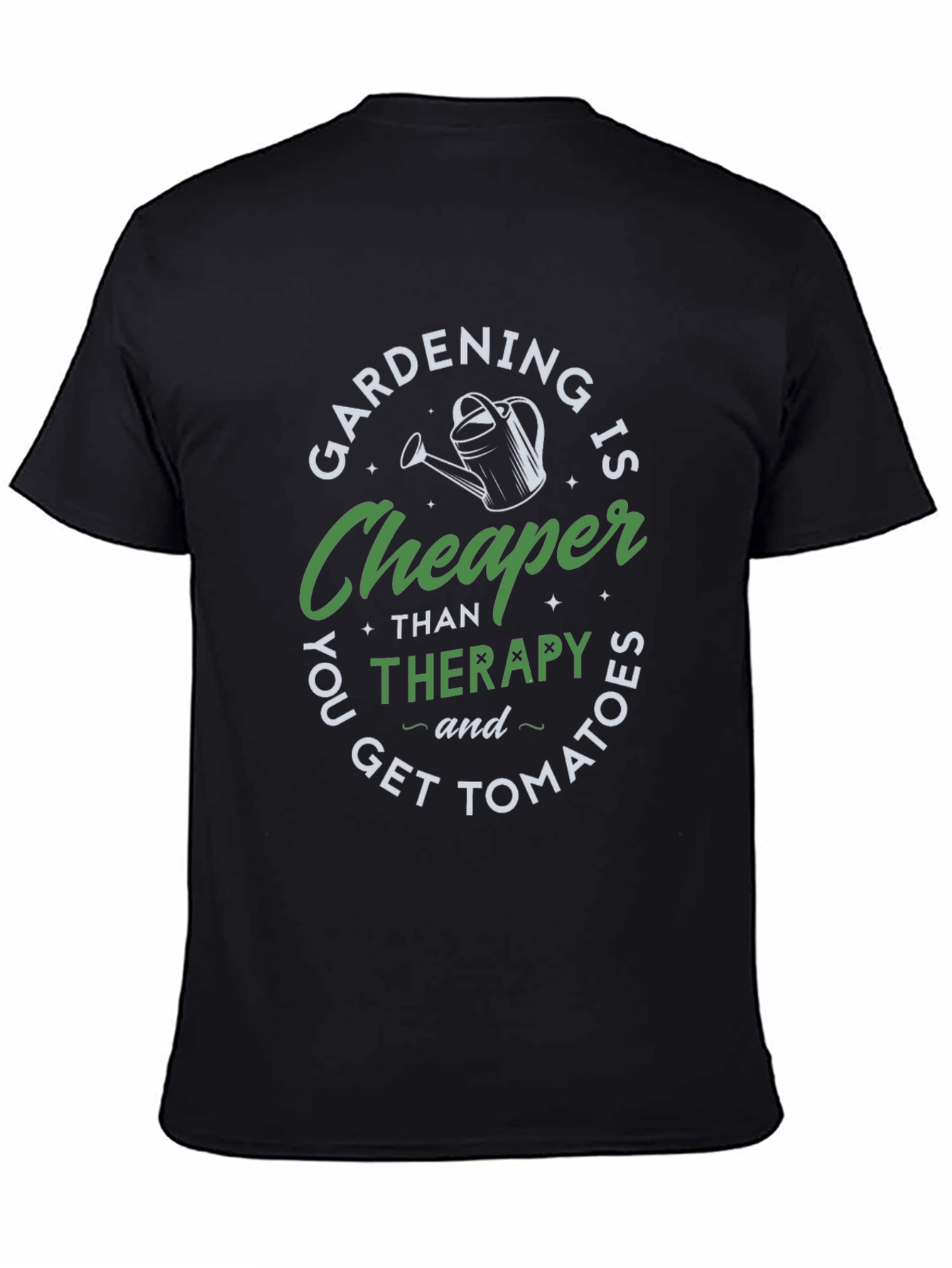 Black Gardening is Cheaper Therapy T-Shirt view 4