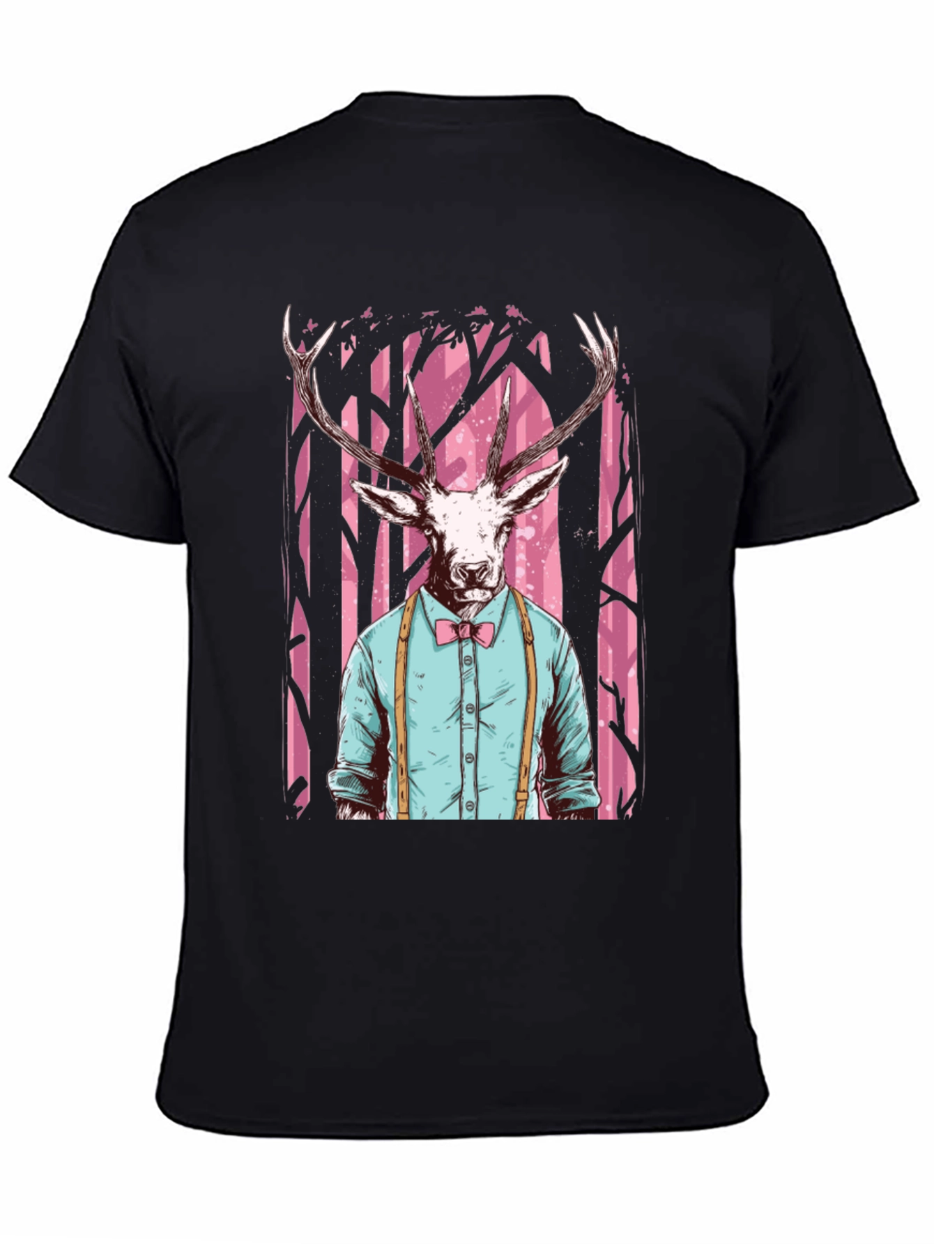 Black Deer Head Graphic Tee - Unique Animal Print Shirt view 4