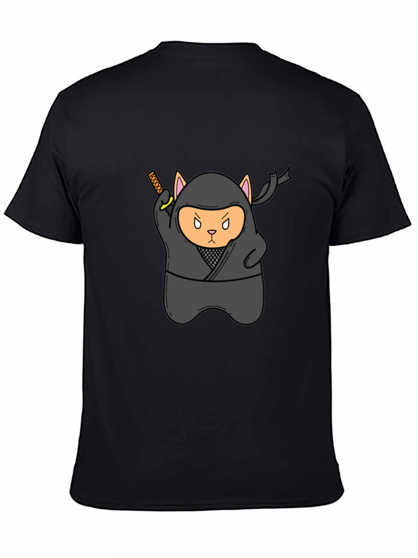 Black Ninja Cat Black T-Shirt - Stealth Mode Activated! view 4