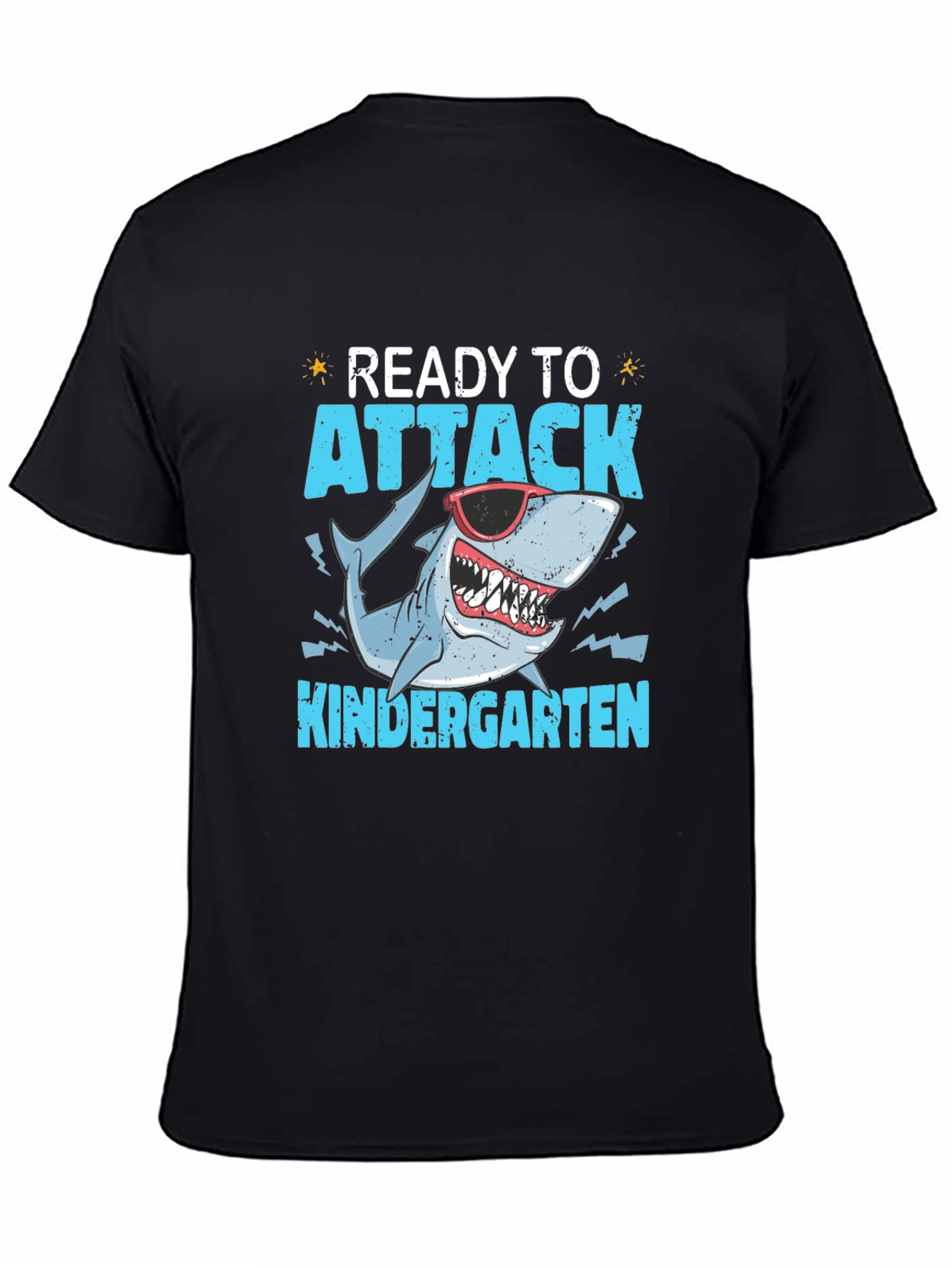 Black Ready to Attack Kindergarten Shark T-Shirt view 4
