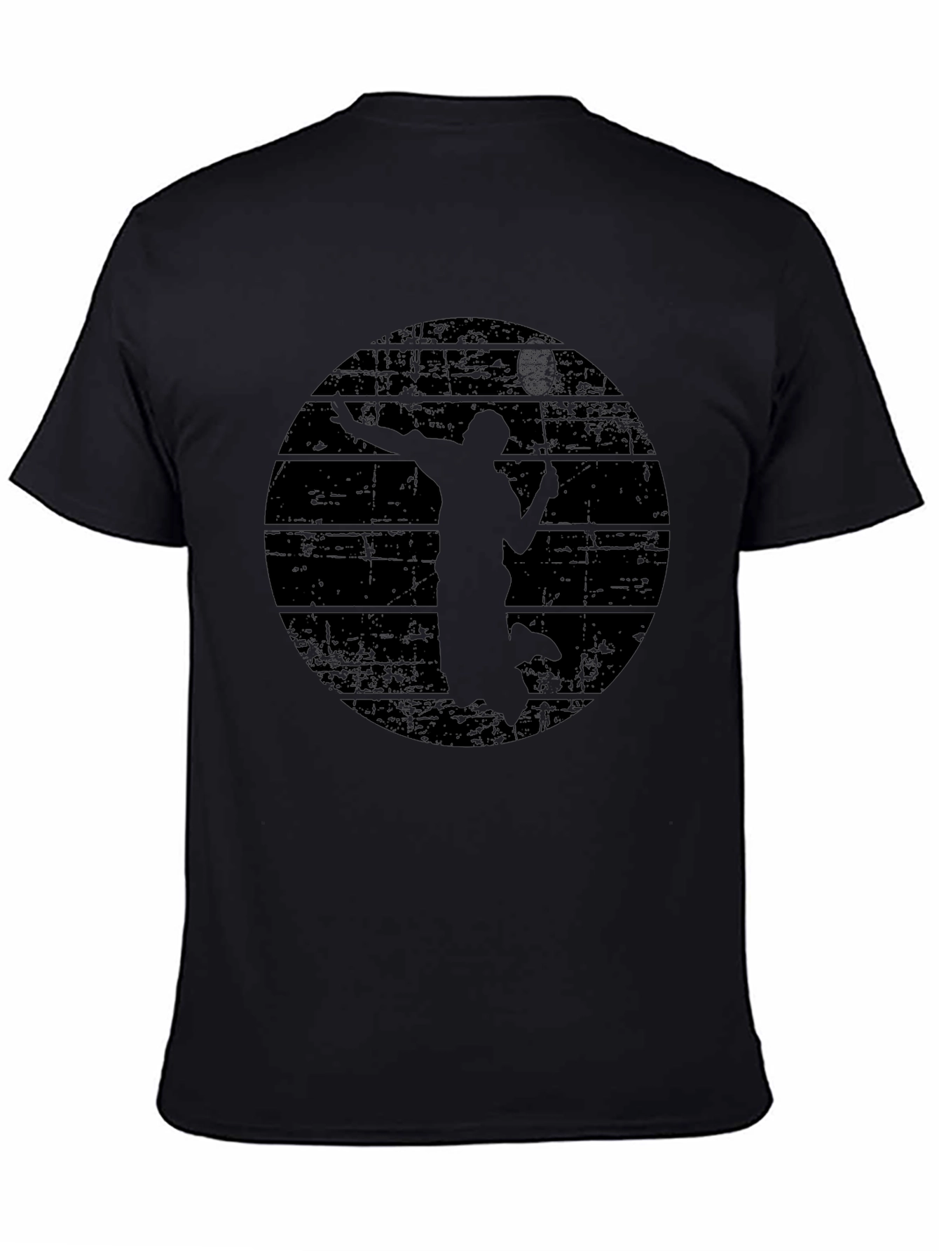 Black Men's Black Badminton Graphic T-Shirt view 4