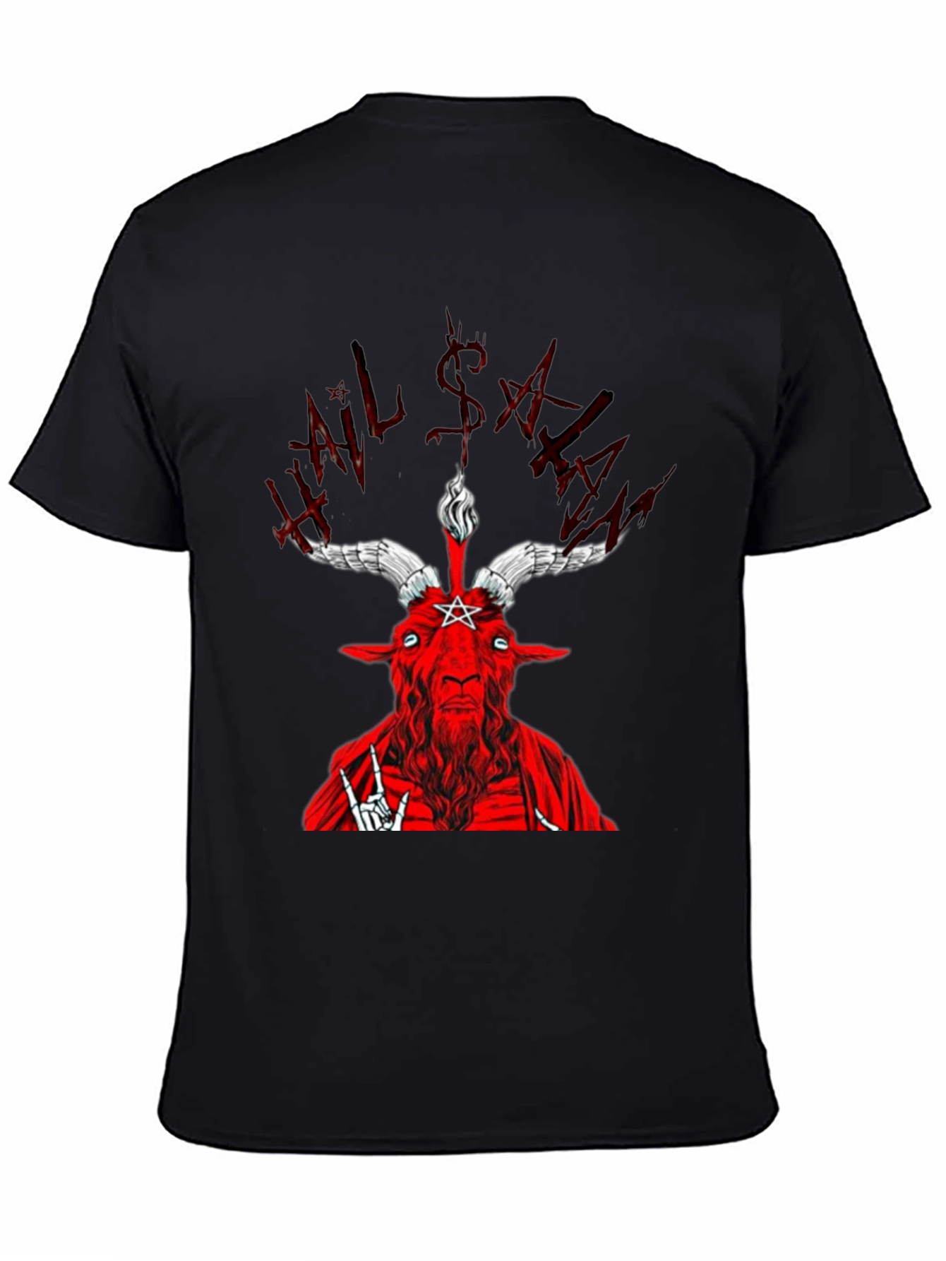 Hail Satan Graphic Tee - Black T-Shirt - 4