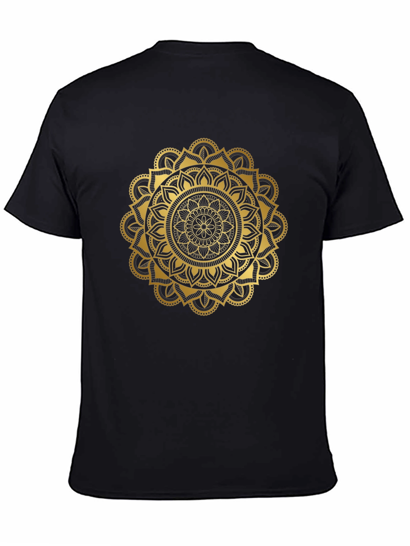 Black Golden Mandala Graphic Black T-Shirt view 4