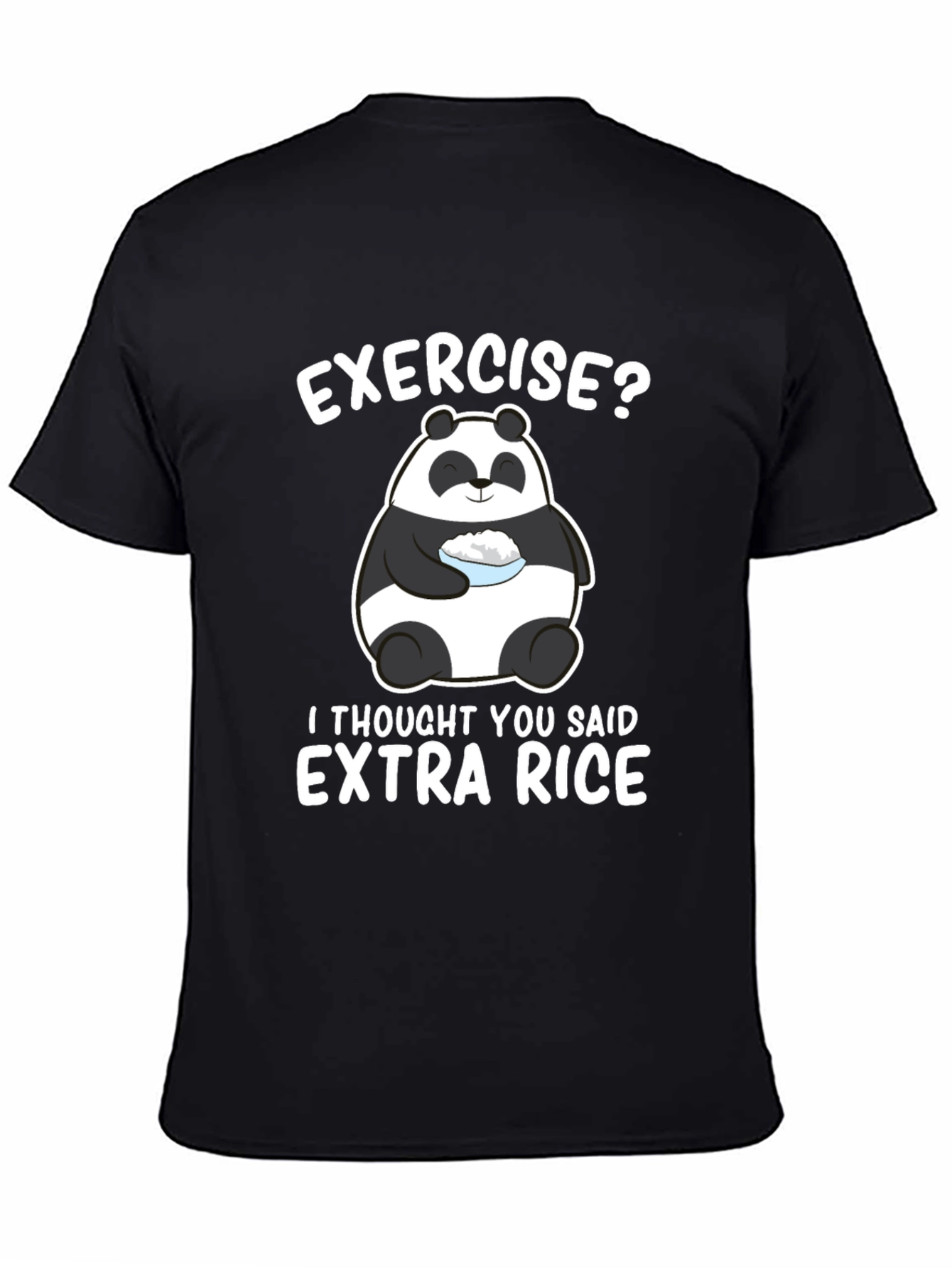 Black Funny Panda Extra Rice Black T-Shirt view 4