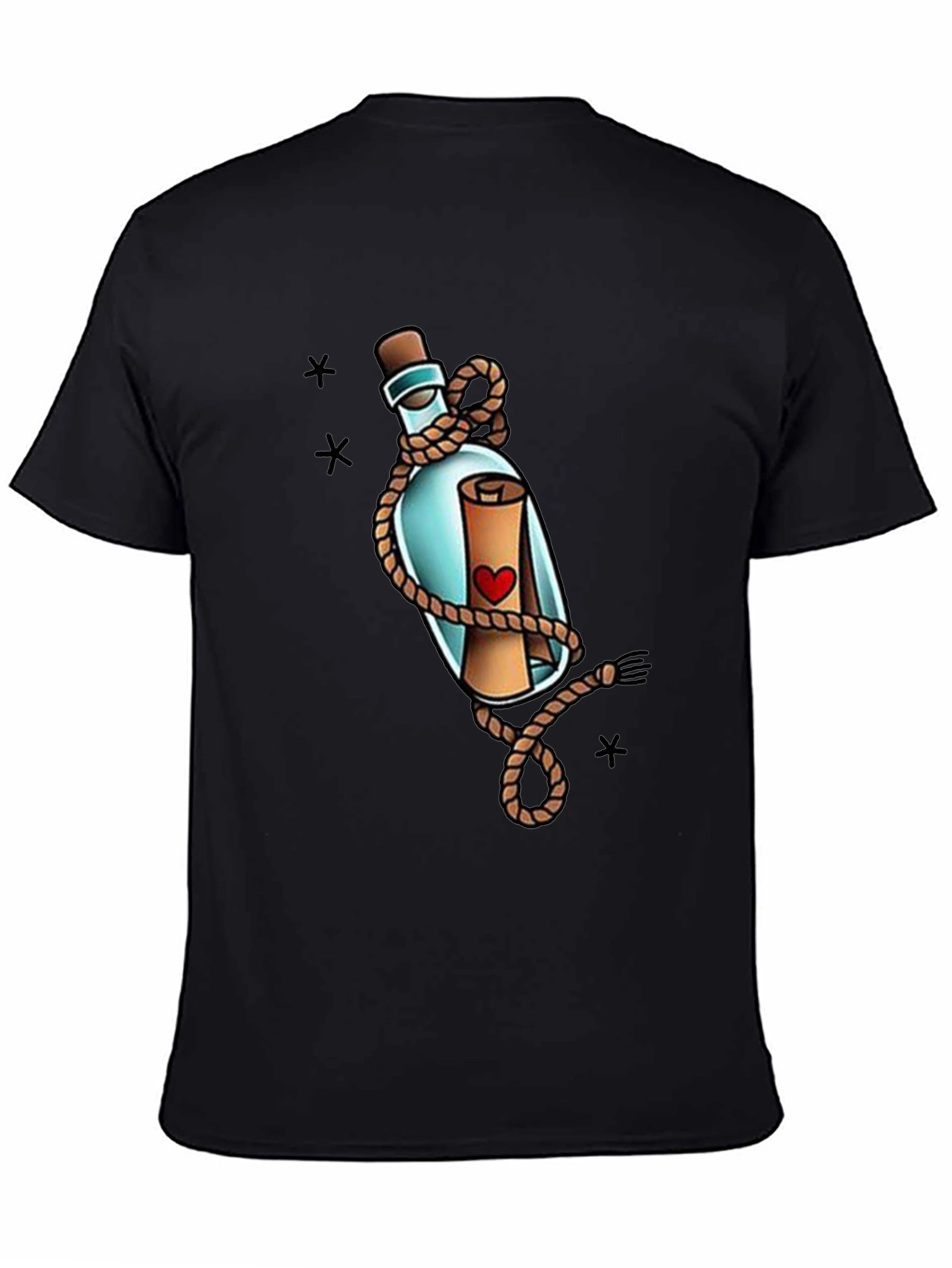 Black Message in a Bottle Graphic Tee view 4