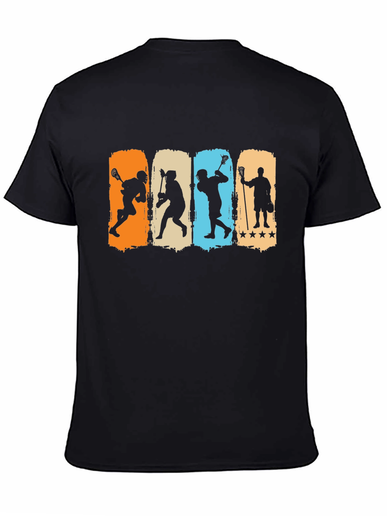 Black Lacrosse Player Silhouette Graphic T-Shirt view 4