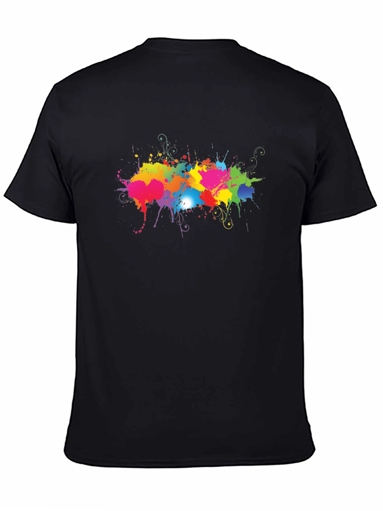Black Vibrant Splatter Print Black T-Shirt view 4