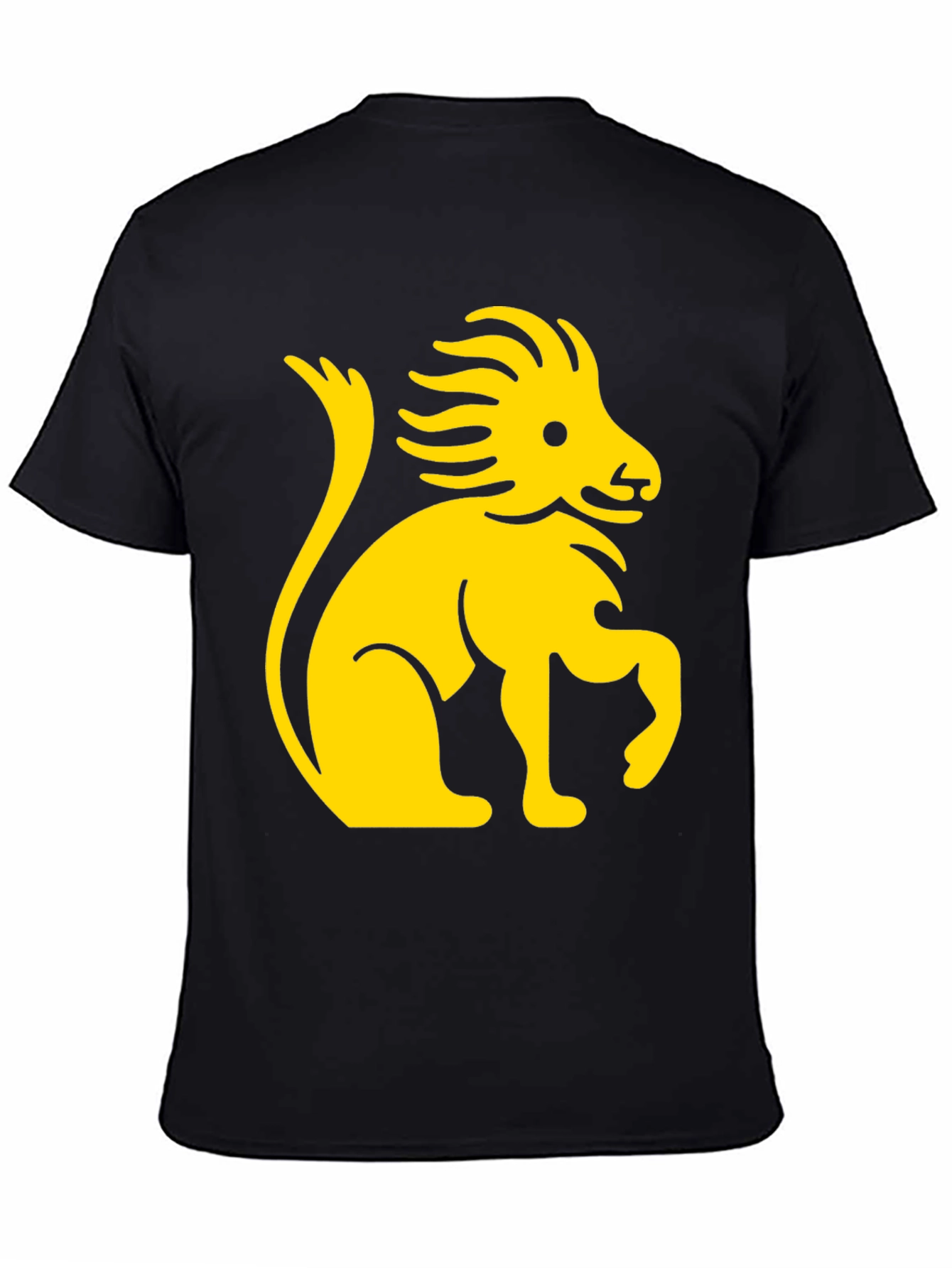 Black Lion Graphic Print Black Cotton T-Shirt view 4