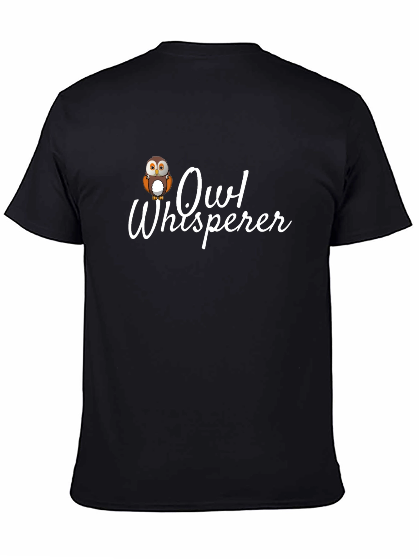 Black Owl Whisperer Graphic Tee - Black Cotton T-Shirt view 4