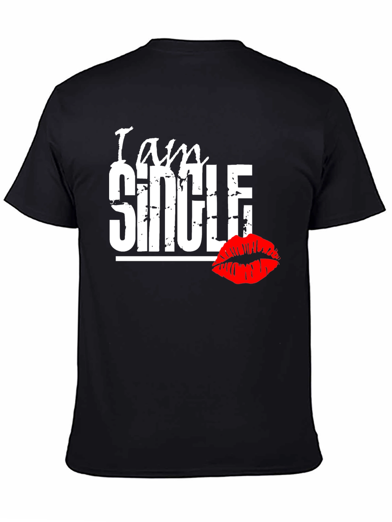Black I am Single Men's Graphic T-Shirt - Black view 4