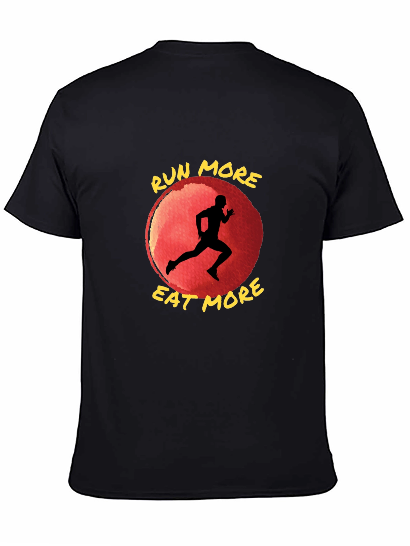 Black Run More Eat More T-Shirt: Motivational Fitness Tee view 4
