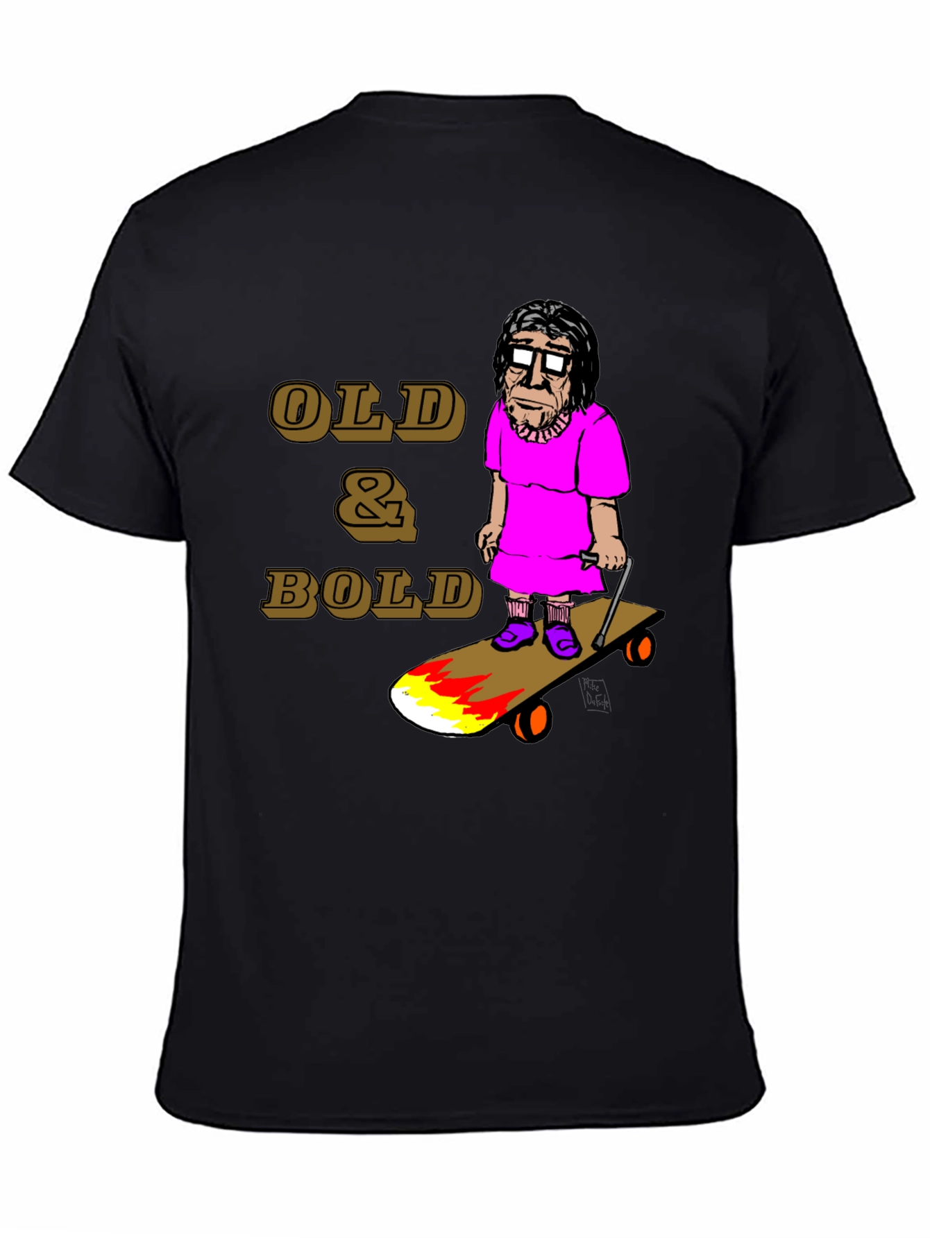 Black Old & Bold Skateboarder T-Shirt view 4