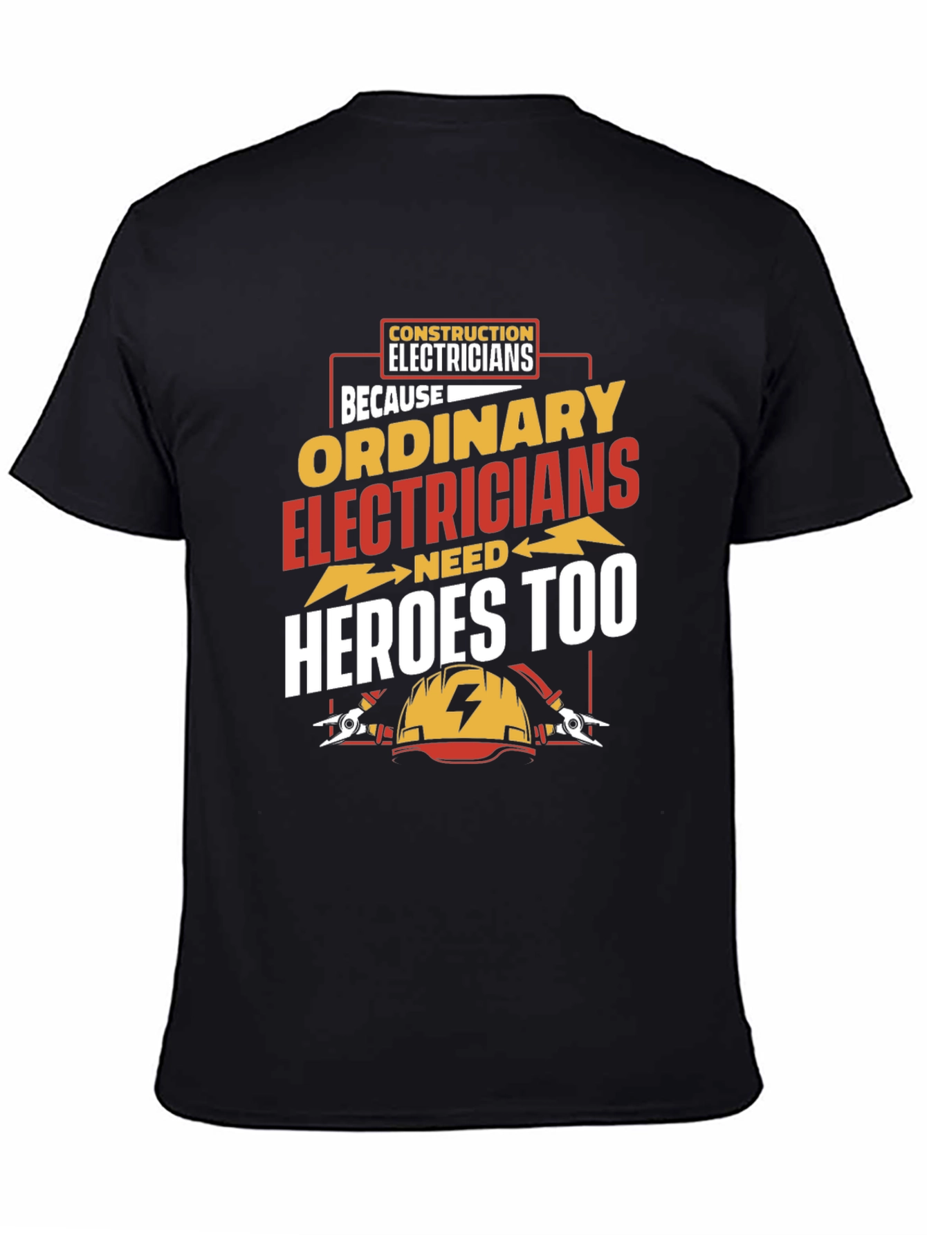 Black Electrician Hero T-Shirt - Construction Electricians Tee view 4