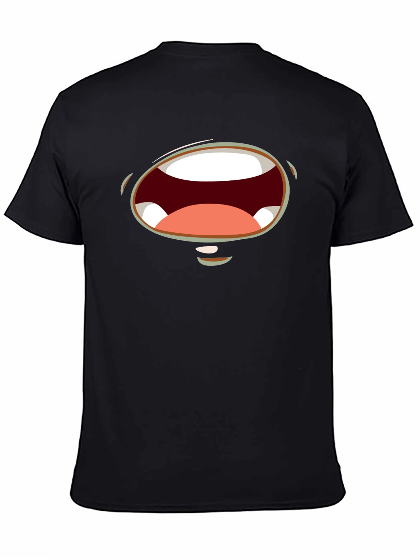 Black Funny Monster Mouth Graphic Black T-Shirt view 4