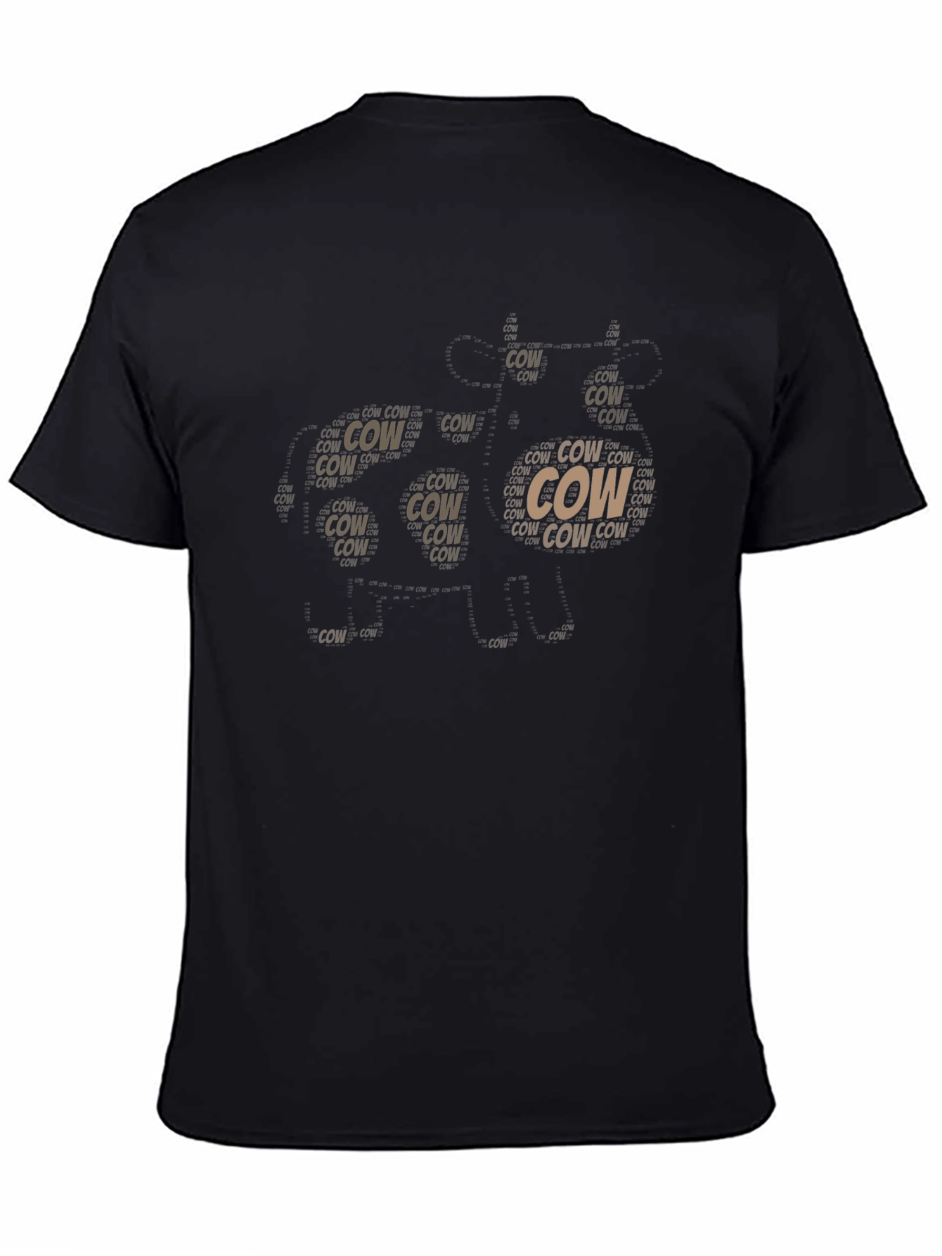 Black Cow Print T-Shirt - Black Short Sleeve Crew Neck view 4