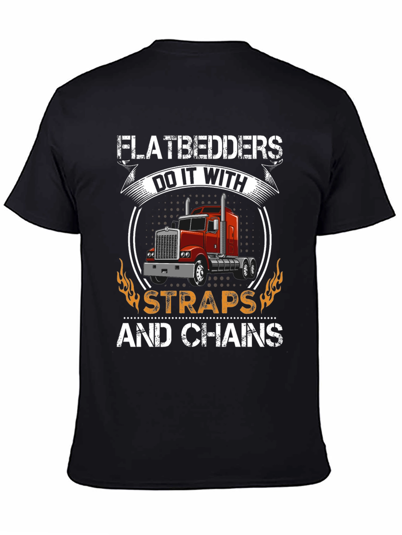 Black Flatbedders Straps & Chains T-Shirt - Trucker Tee view 4