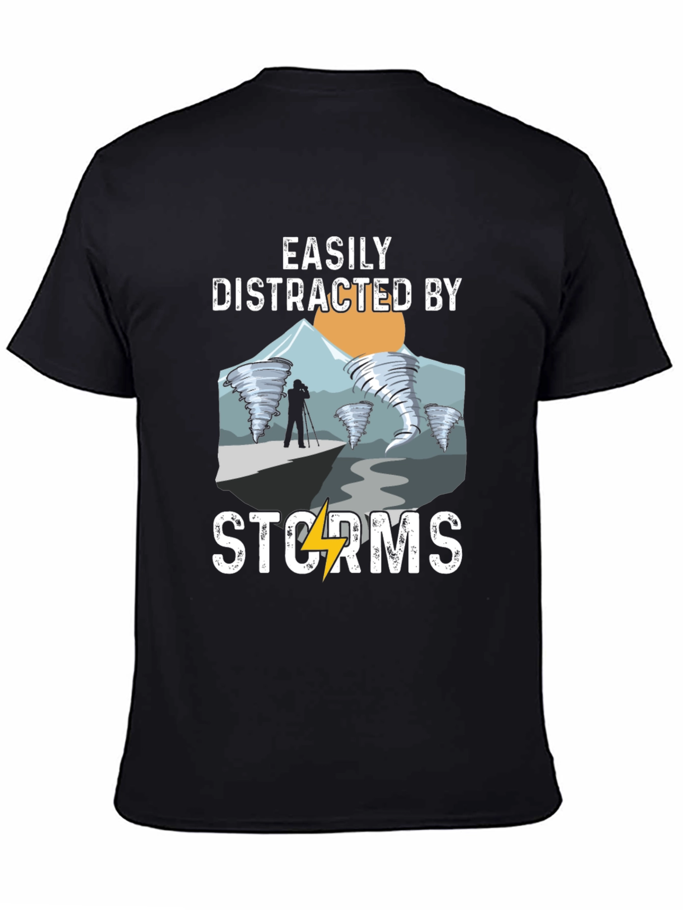 Black Easily Distracted by Storms Black T-Shirt view 4