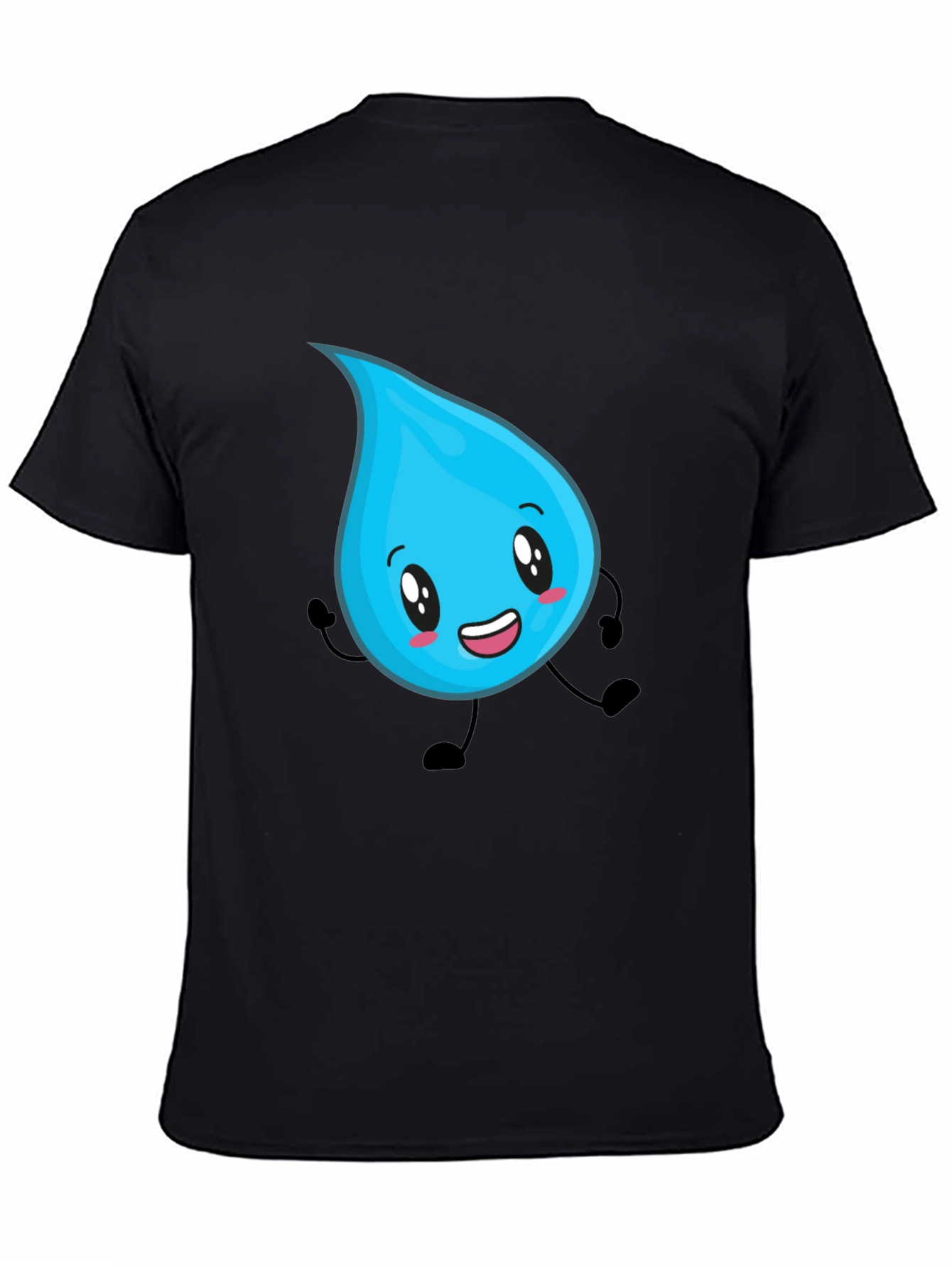Black Cute Water Drop Graphic Tee - Black view 4